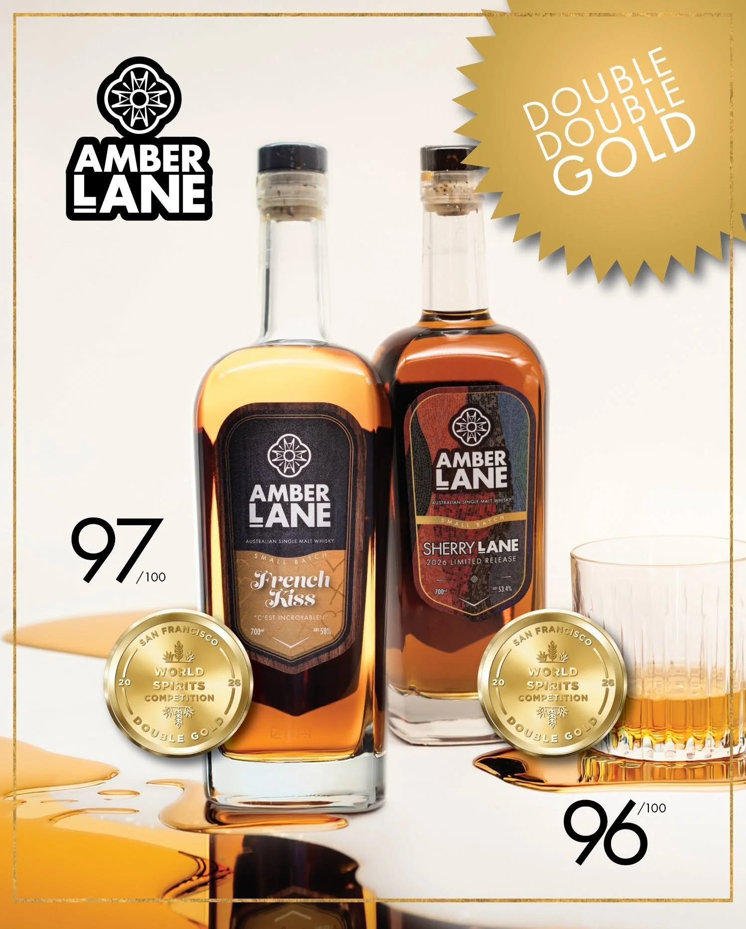 DOUBLE DOUBLE GOLD | Our best-ever results on the international stage, with TWO double gold medals &amp; some of the highest global rankings at the 2026 San Francisco World Spirits Competition.

Our yet-to-be-released French Kiss received a 97/100 &a