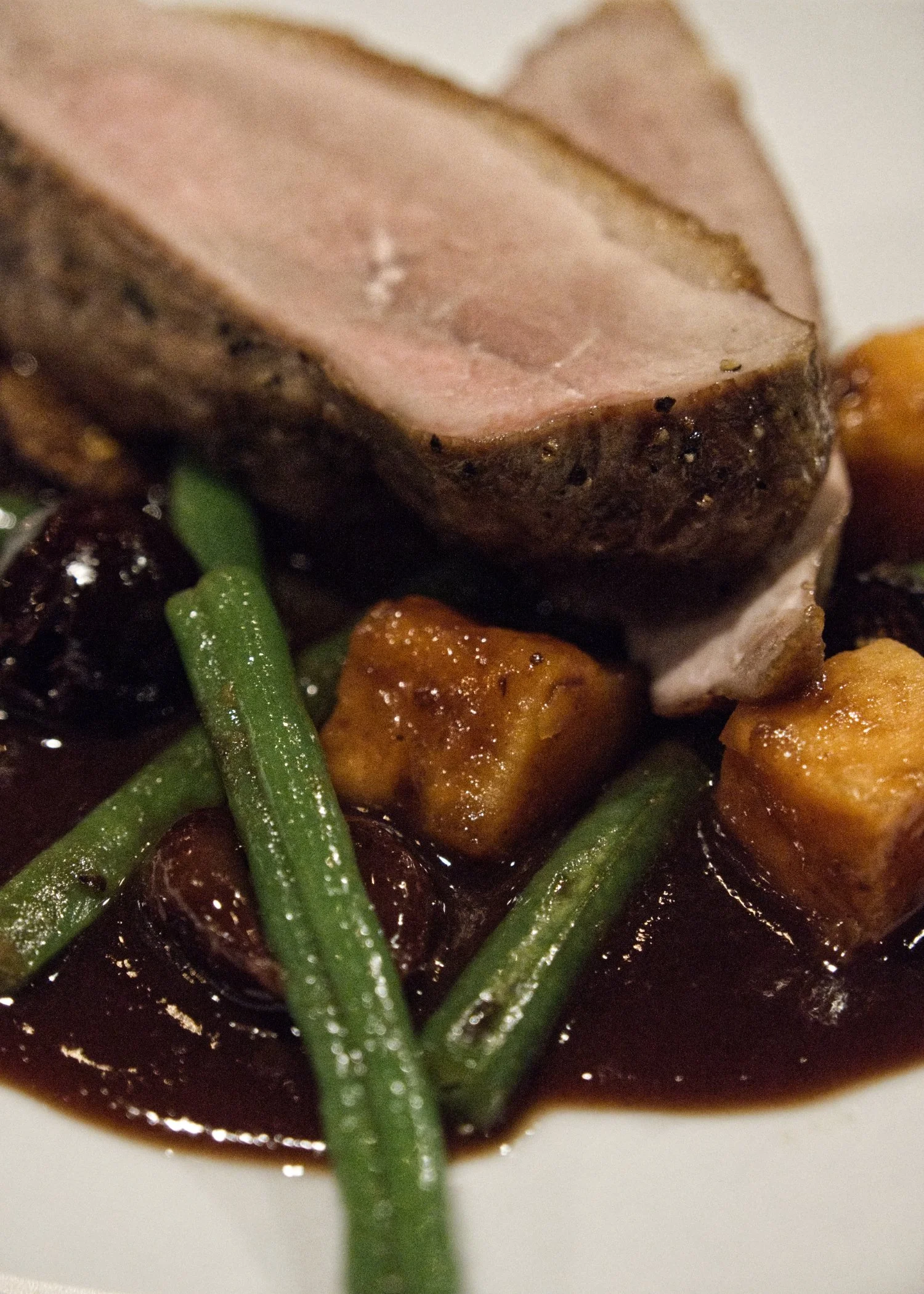 duck breast, green beans