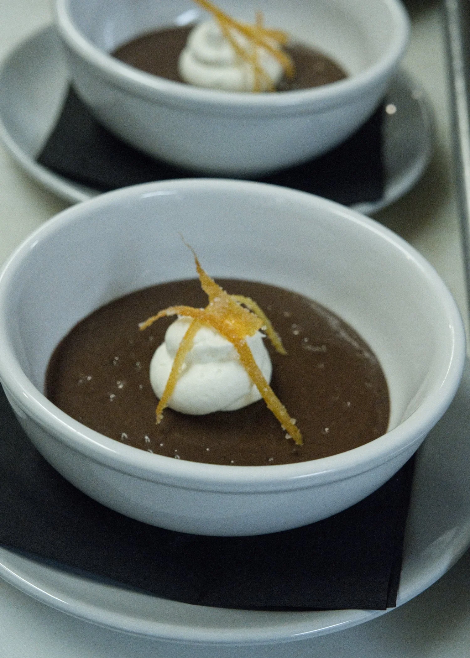 chocolate budino with candied orange zest