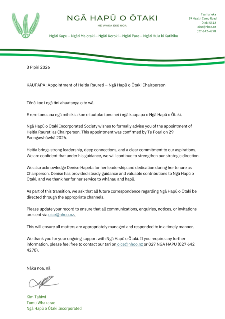June 2026 - Chairperson Appointment - Official Annoucnement.