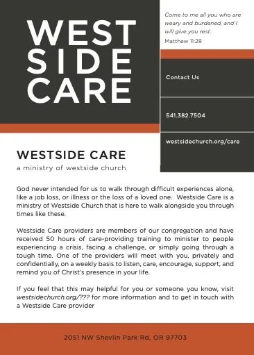Promotional Info Card for a New Ministry