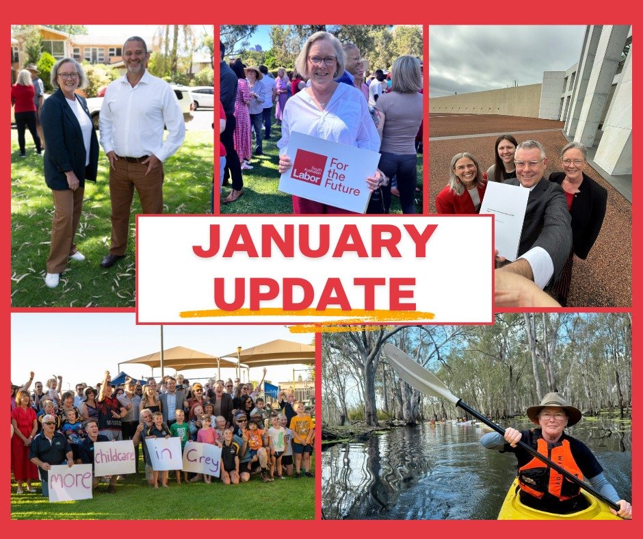 My first e-newsletter of 2026 went out today. In it you will find important news for early childhood care and education for the Yorke Peninsula and Mid North, new funding to address black spots on our roads, securing the future of the Murray River, a