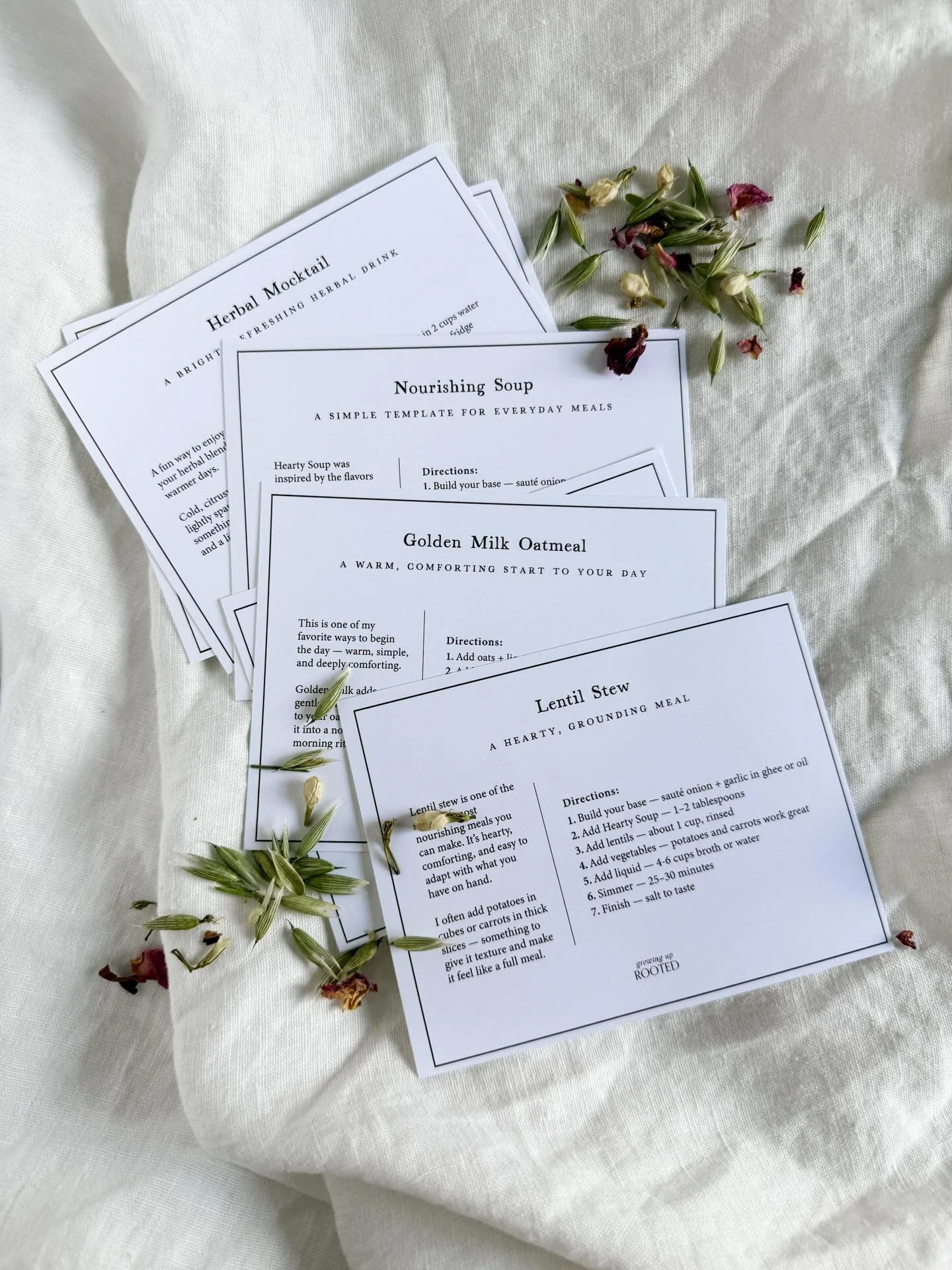 I&rsquo;ve been working on these for a while.

Simple recipe cards that turn your blends into something you can come back to again and again&mdash;
not just tea, but small rituals woven into your day.

Herbal lemonade on a warm afternoon,
a mocktail 