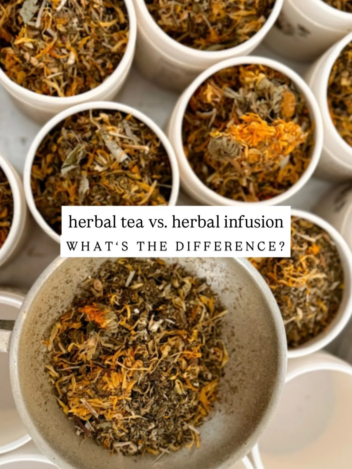 The biggest difference between a cup of tea and an herbal infusion is the intention behind it.

A cup of tea is often something we reach for because it tastes good, feels cozy, or gives us a quick moment of pause.

An herbal infusion is  made slowly,