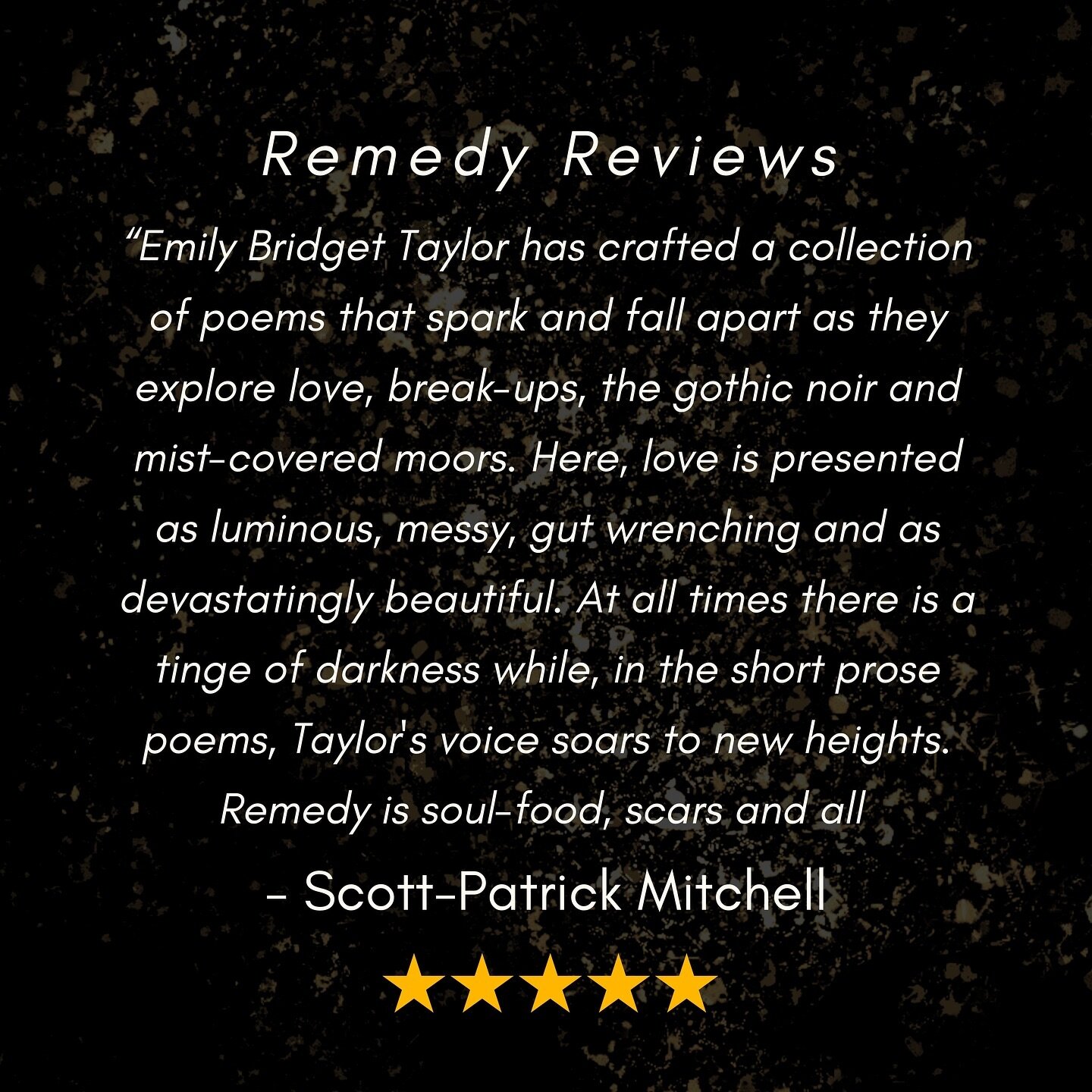 Um wow @spmpoet 😭😭😭 thank YOU for this ⭐️⭐️⭐️⭐️⭐️ review!!! 

🥀 Remedy (the full collection) is my gothic Jane Eyre meets Taylor Swift folklore vibes poetry book for the romantic soul. 

🖤 Be the first to experience Remedy by preordering today a