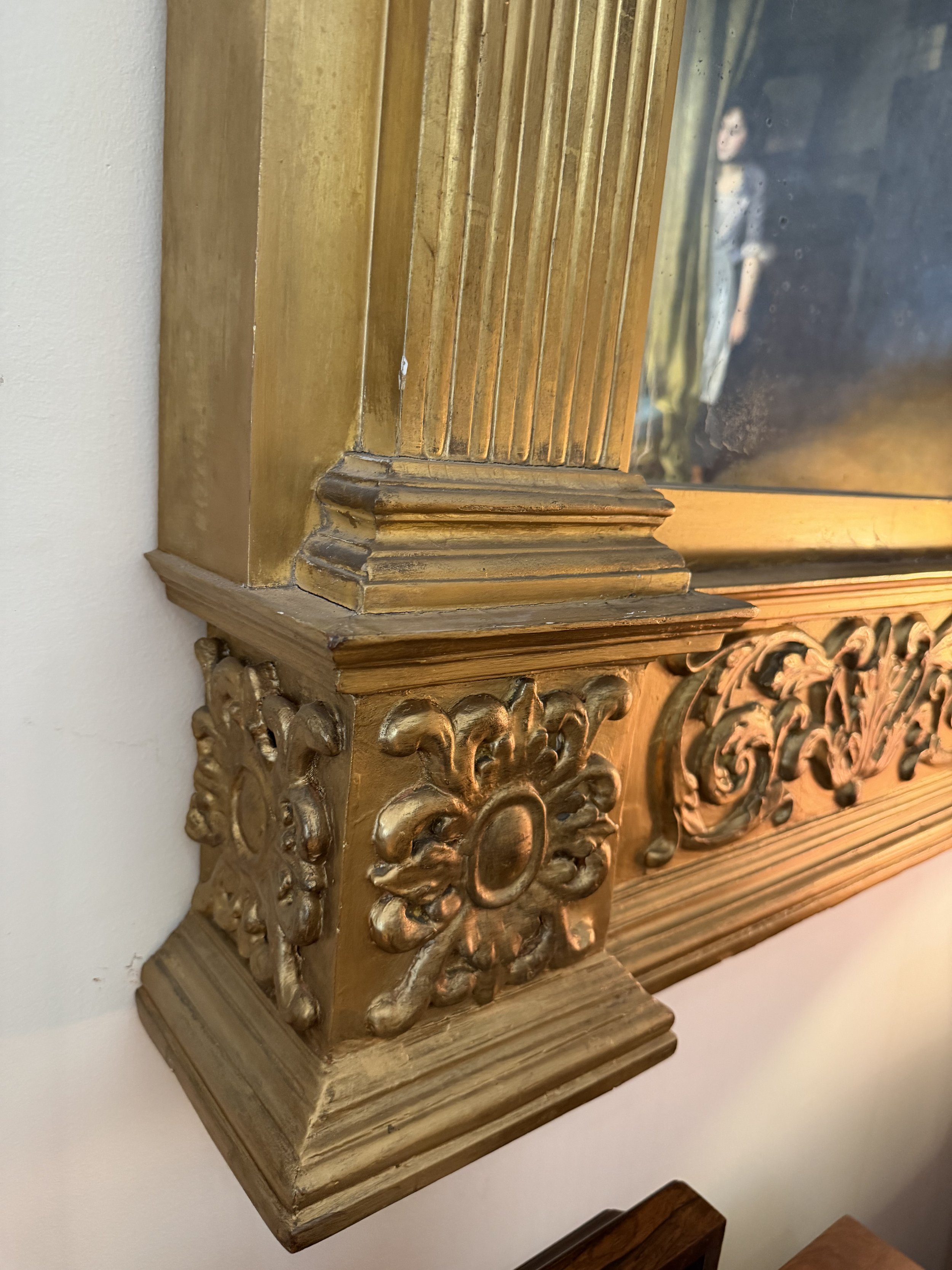 This is a picture of a very architectural early 19th century Florentine gilt wood tabernacle mirror c1800.