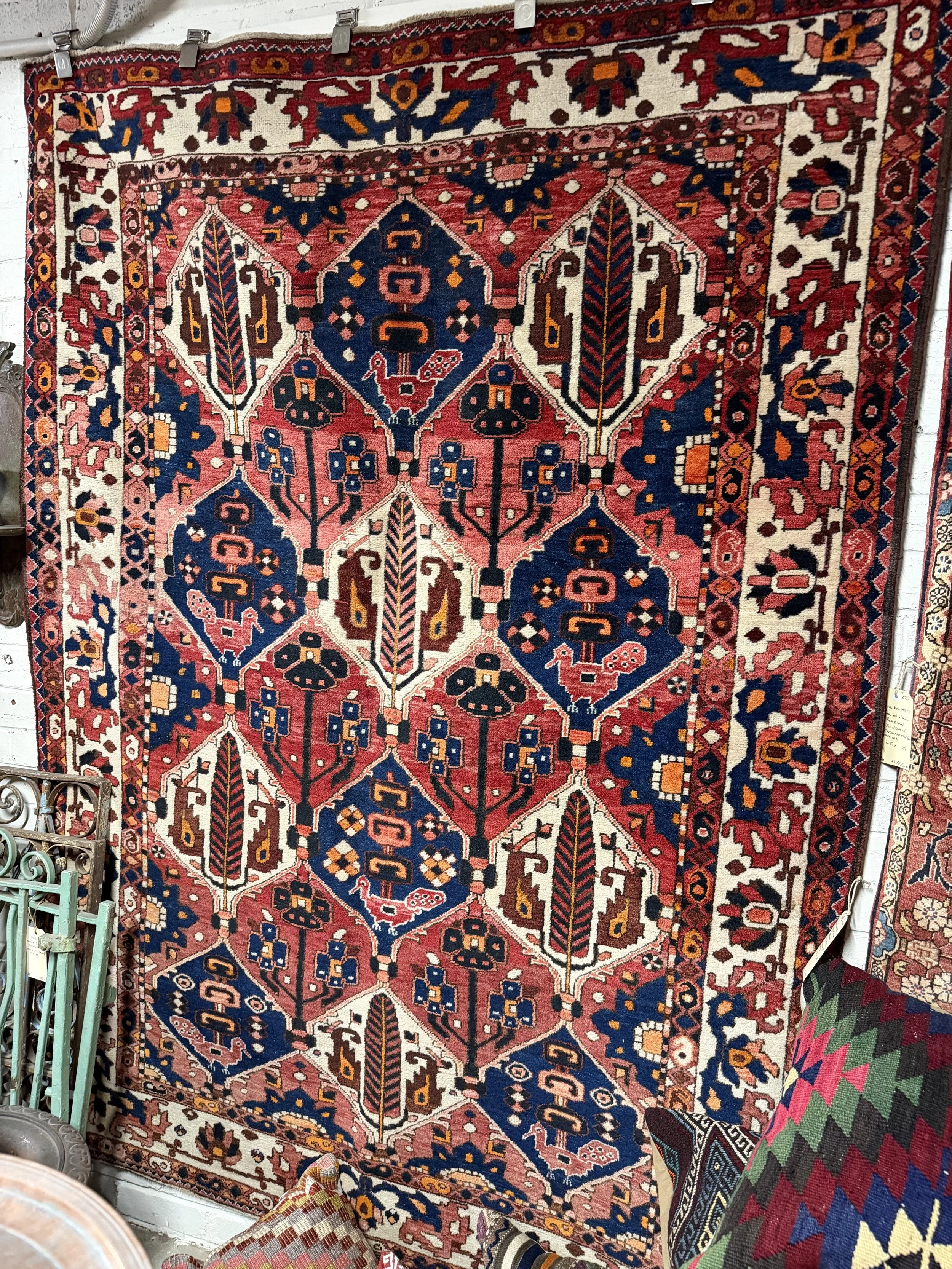 This is a picture of a very beautiful hand knotted wool on cotton Persian Bakhtiari rug c1970.