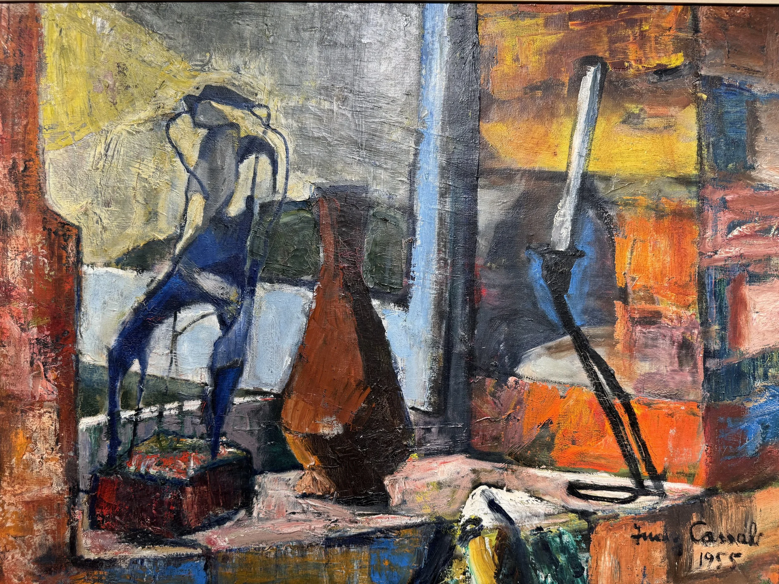 This is a picture of a still life oil painting on canvas dated 1955 by Australian artists Judy Cassab.
