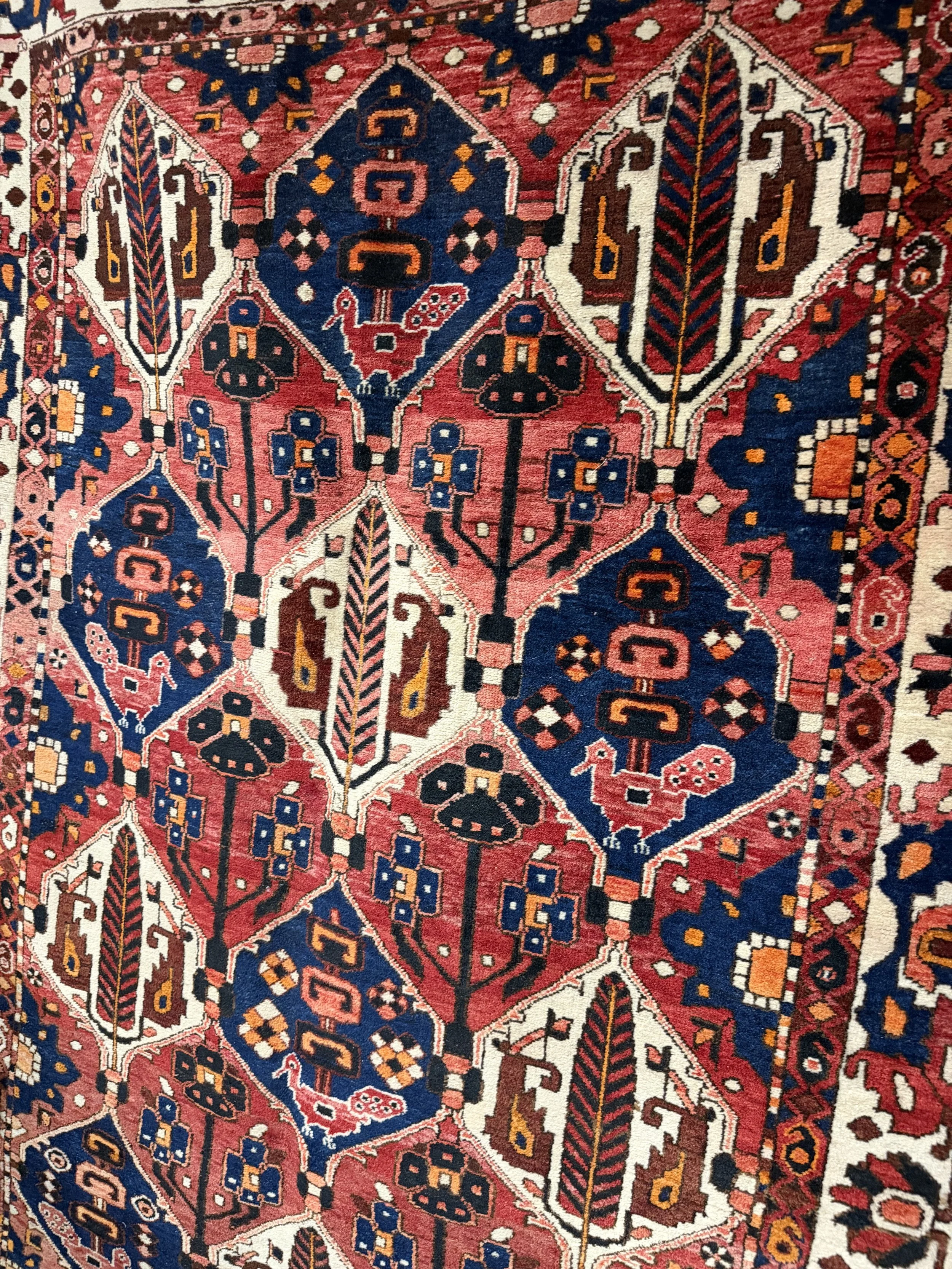 This is a picture of a very beautiful hand knotted wool on cotton Persian Bakhtiari rug c1970.