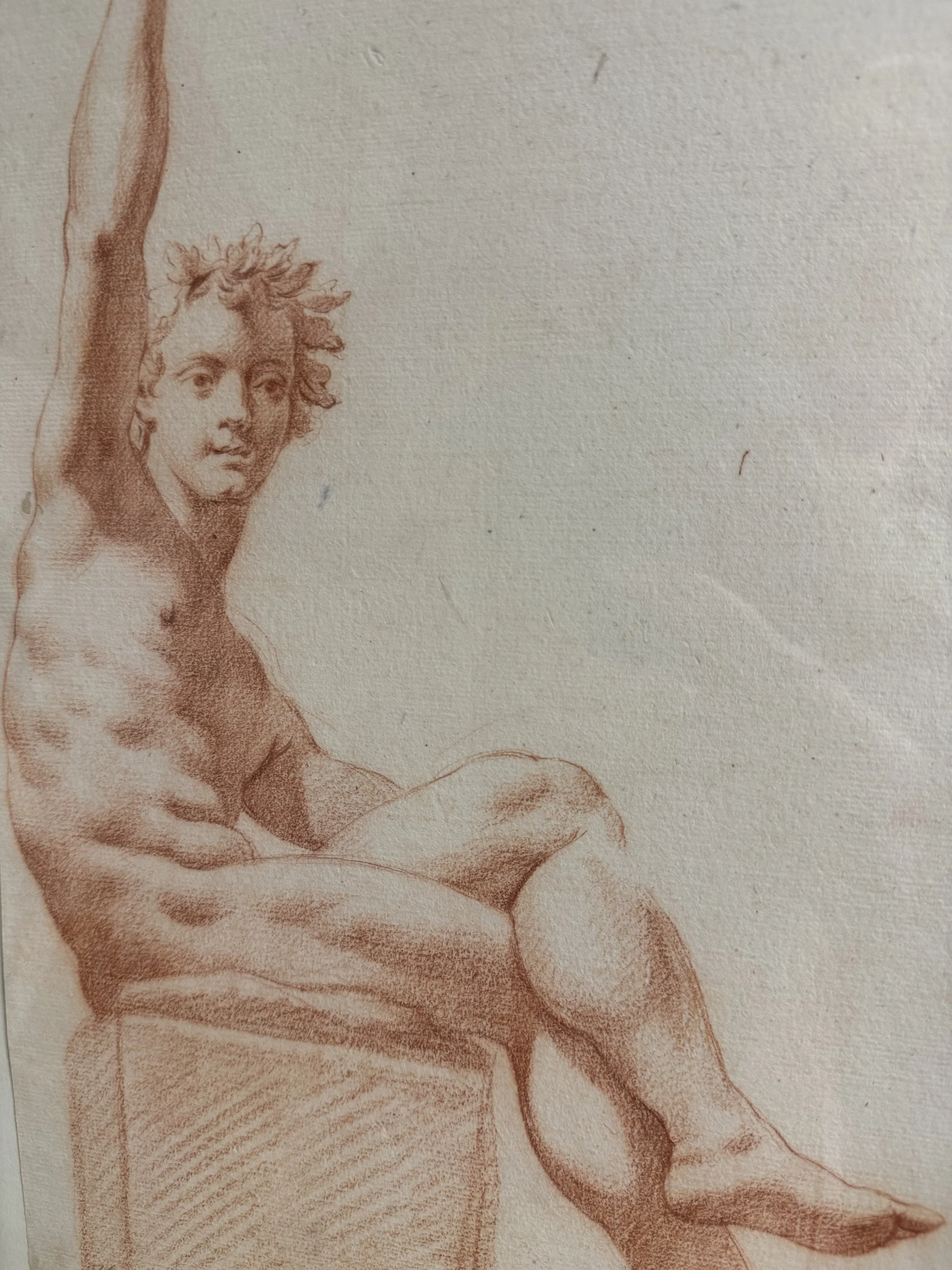 This is a picture of an antique Italian old master mid 17th century red chalk drawing attributed to Cesare Dandini.
