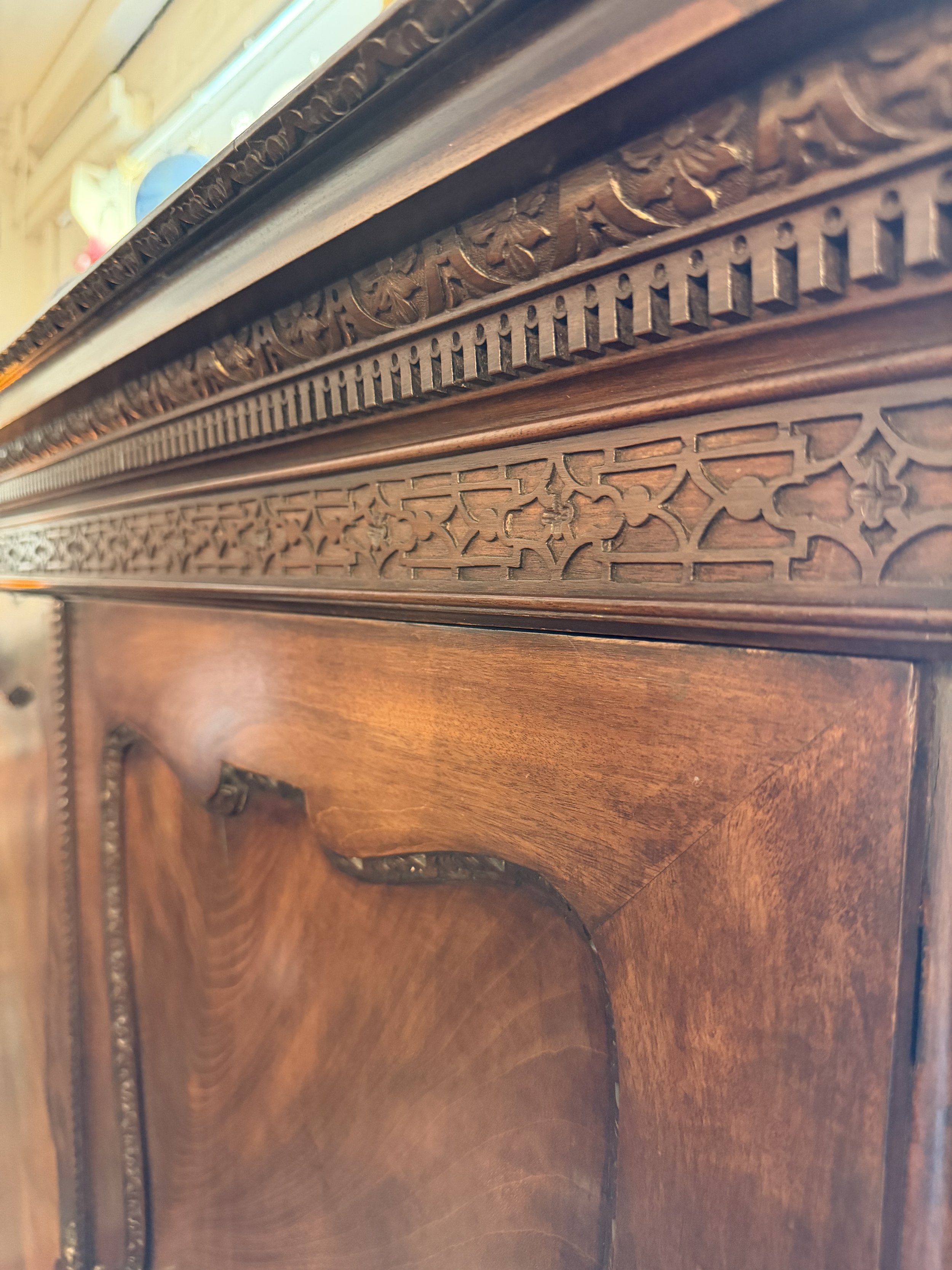 This is a picture of a very handsome George II period Cuban mahogany dwarf wardrobe with its original metalware in the manner of Giles Grendey c1750.