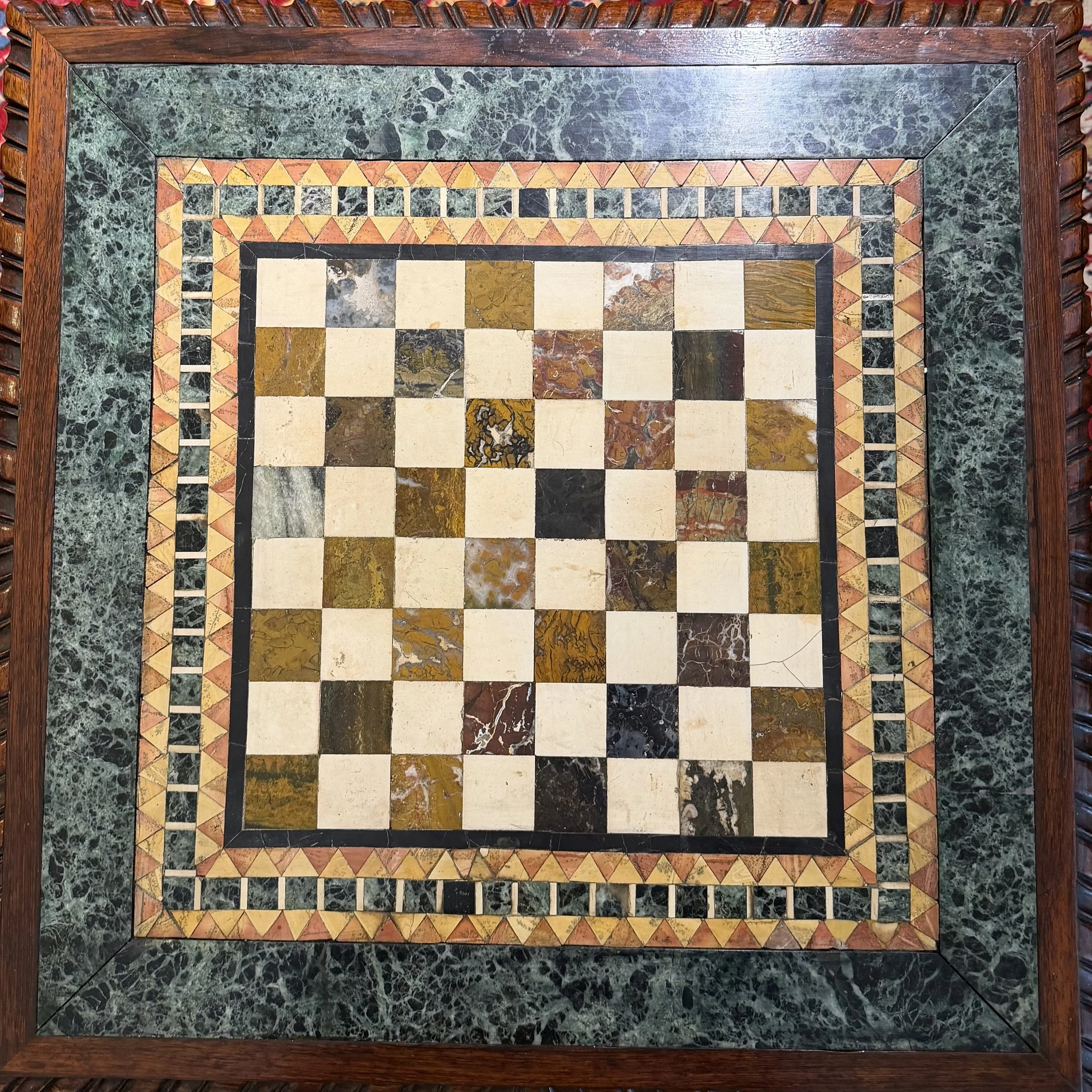 superb and rare William IV period Brazilian rosewood games table with a specimen marble top c1830 attributed to Gillows.