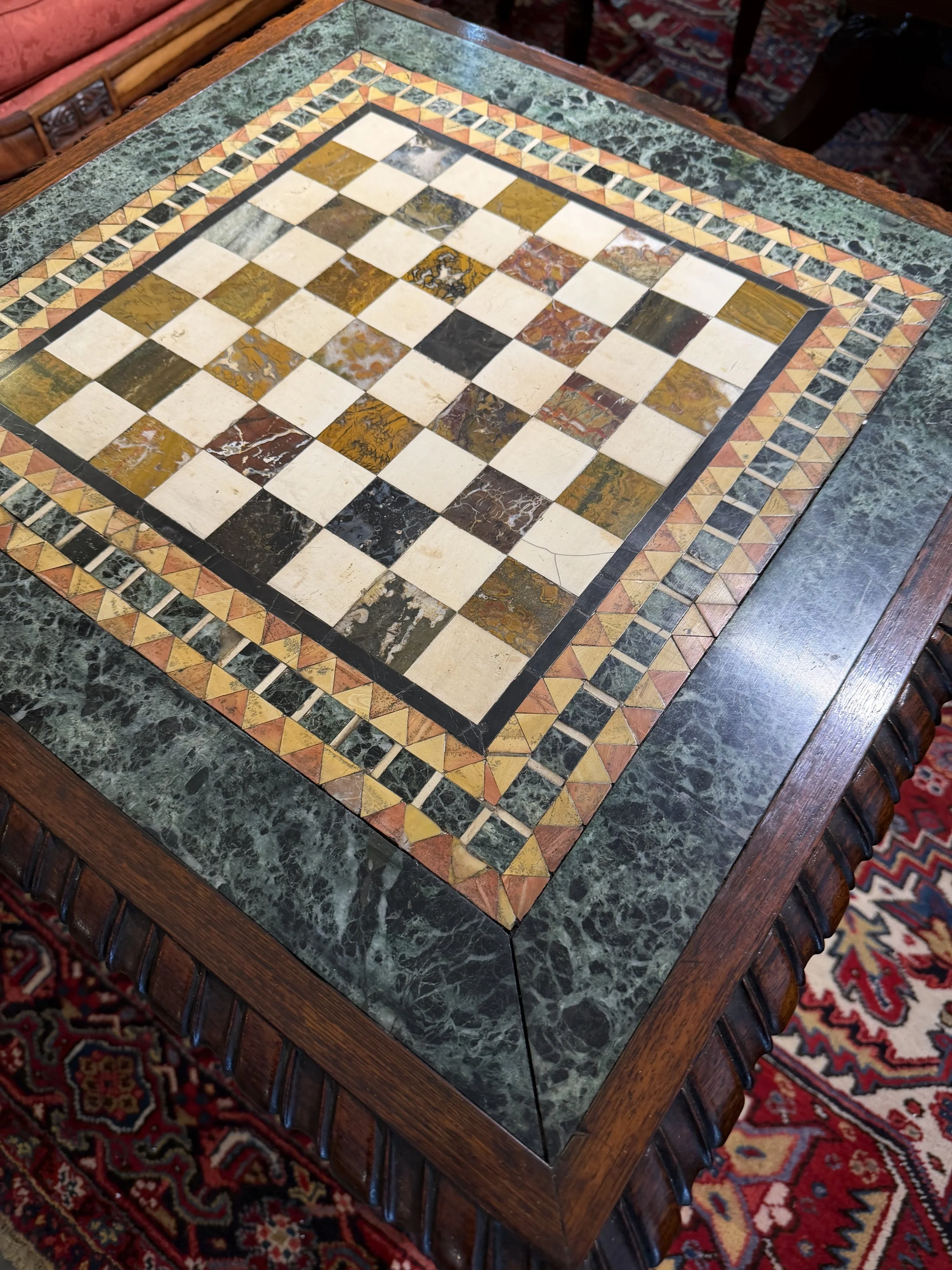 superb and rare William IV period Brazilian rosewood games table with a specimen marble top c1830 attributed to Gillows.