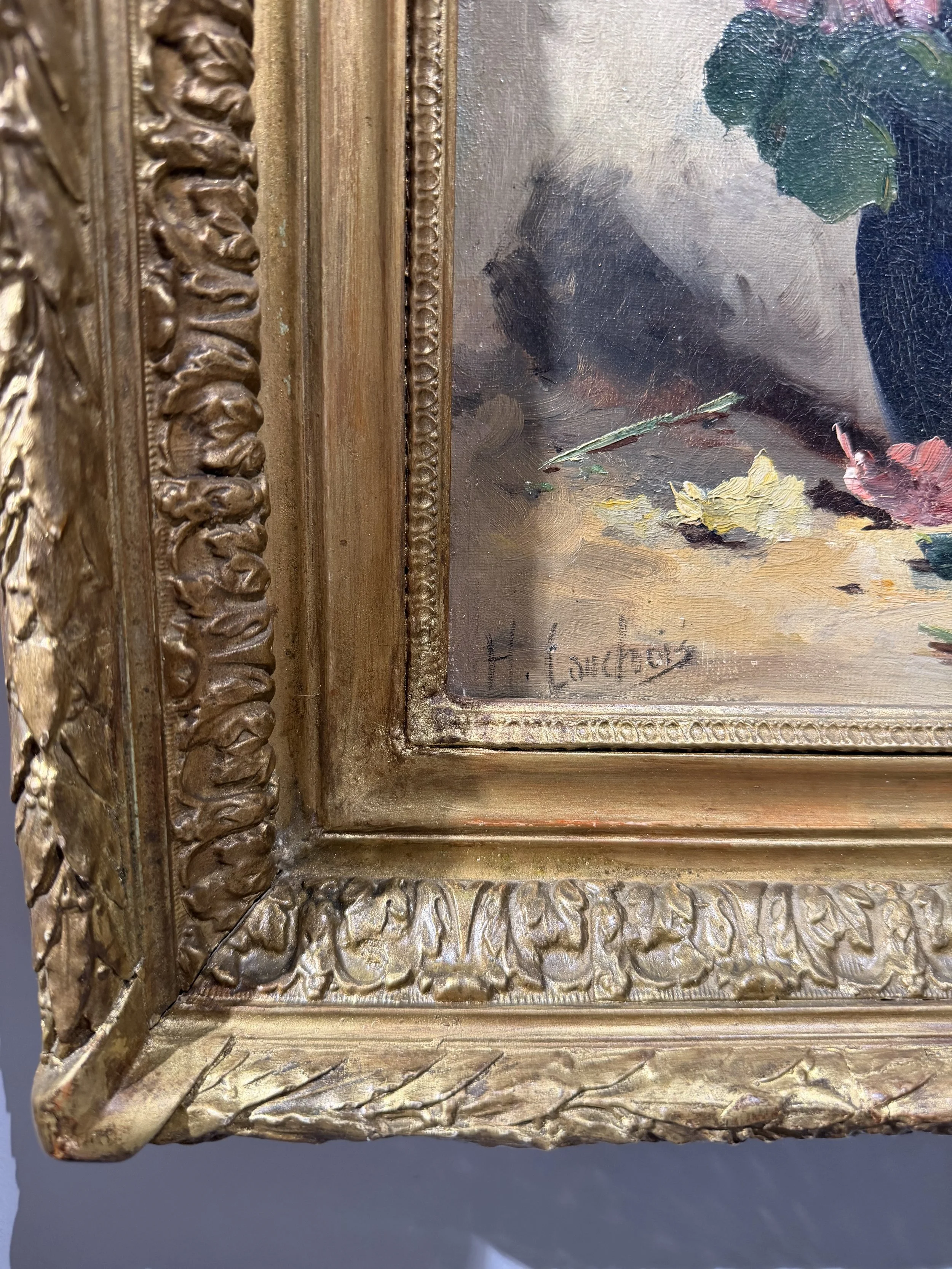 This is a picture of a fabulous oil on canvas of roses c1900 by French artist Eugène Henri Cauchois.