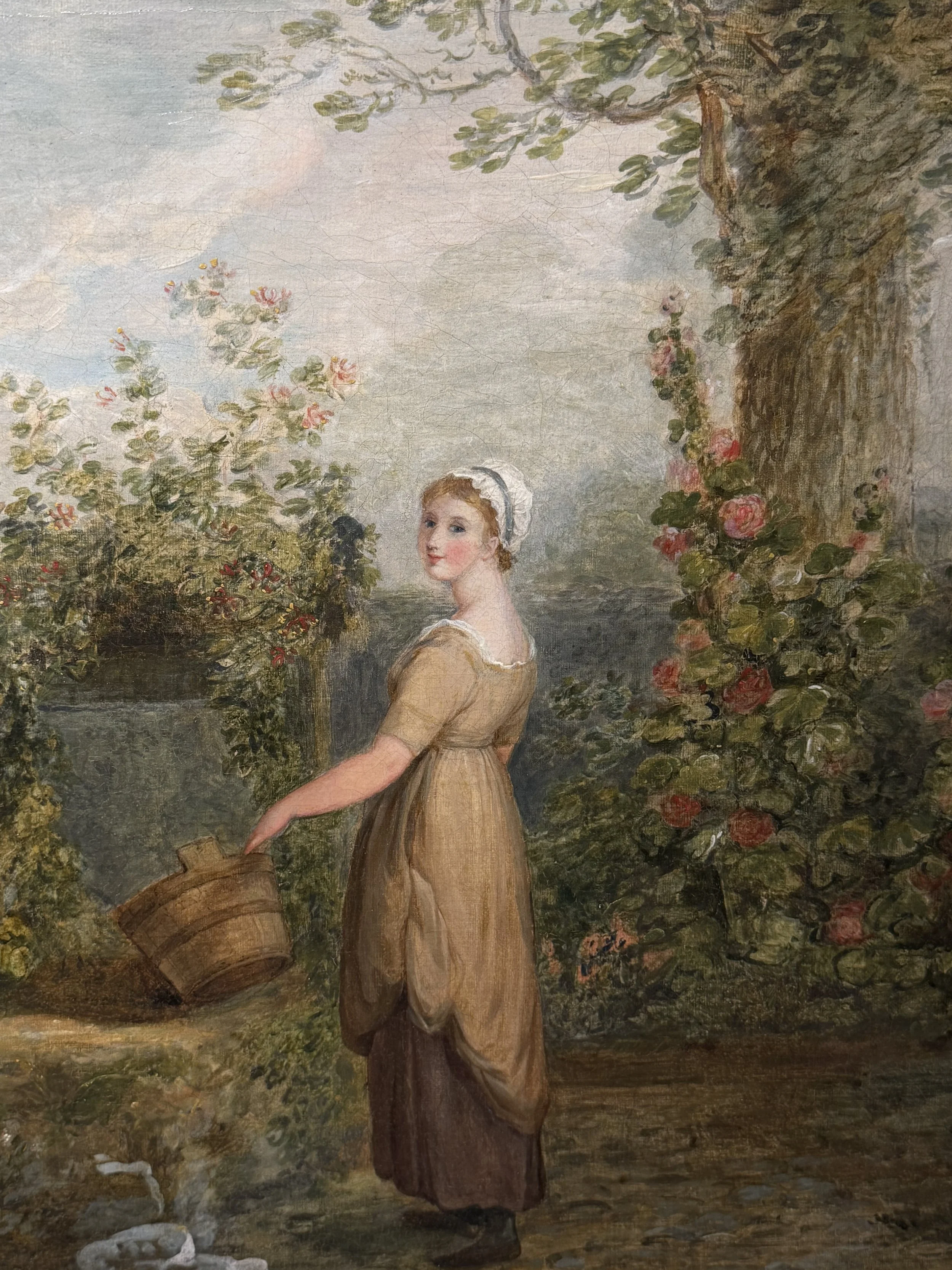 This is a picture of a charming English oil on canvas c1810 by British female artist Maria Spilsbury.