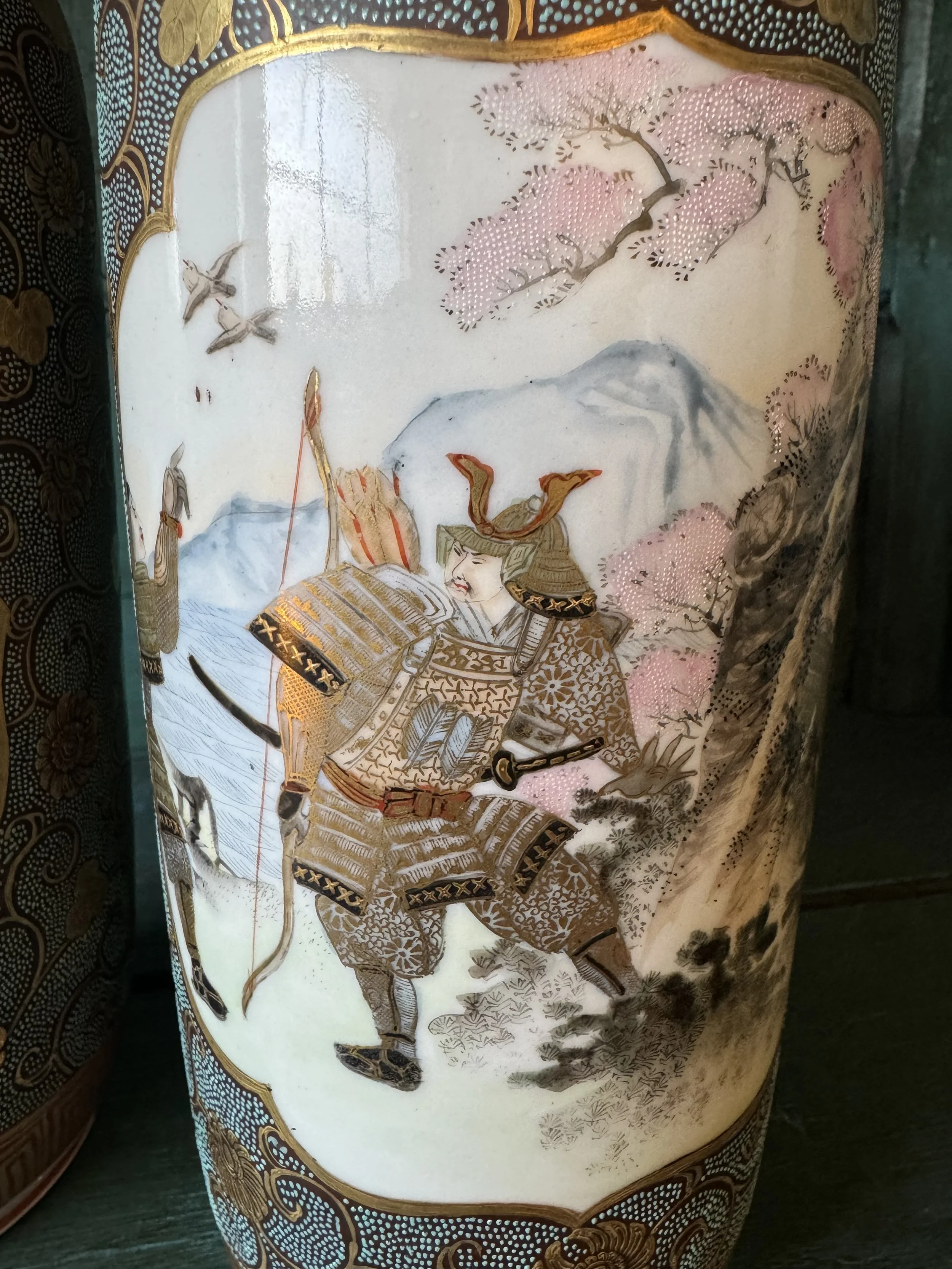This is a picture of a pair of very finely painted Kutani Japanese porcelain vases c1880.