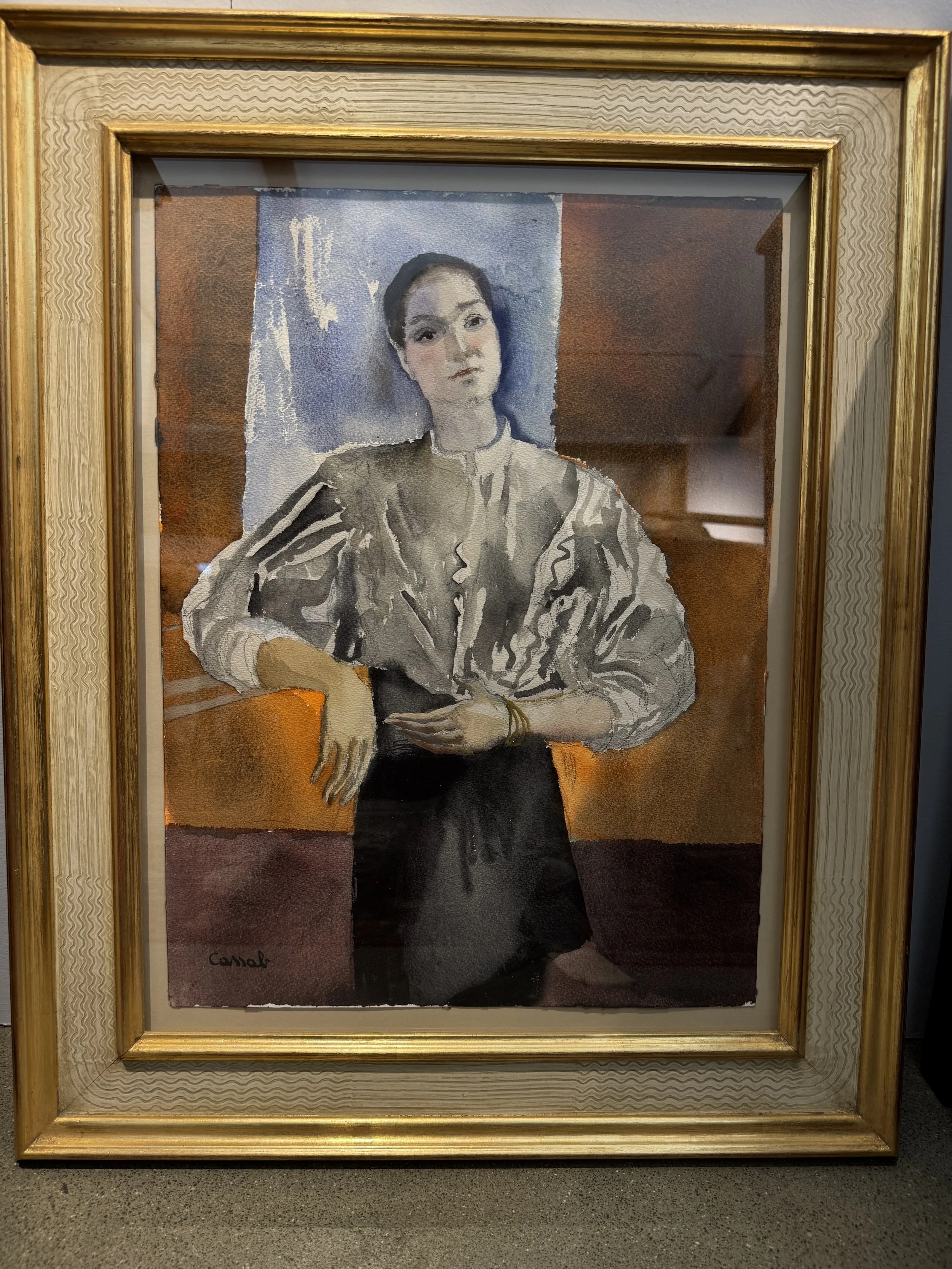 This is an picture of a watercolour portrait of a woman by Judy Cassab c1960.