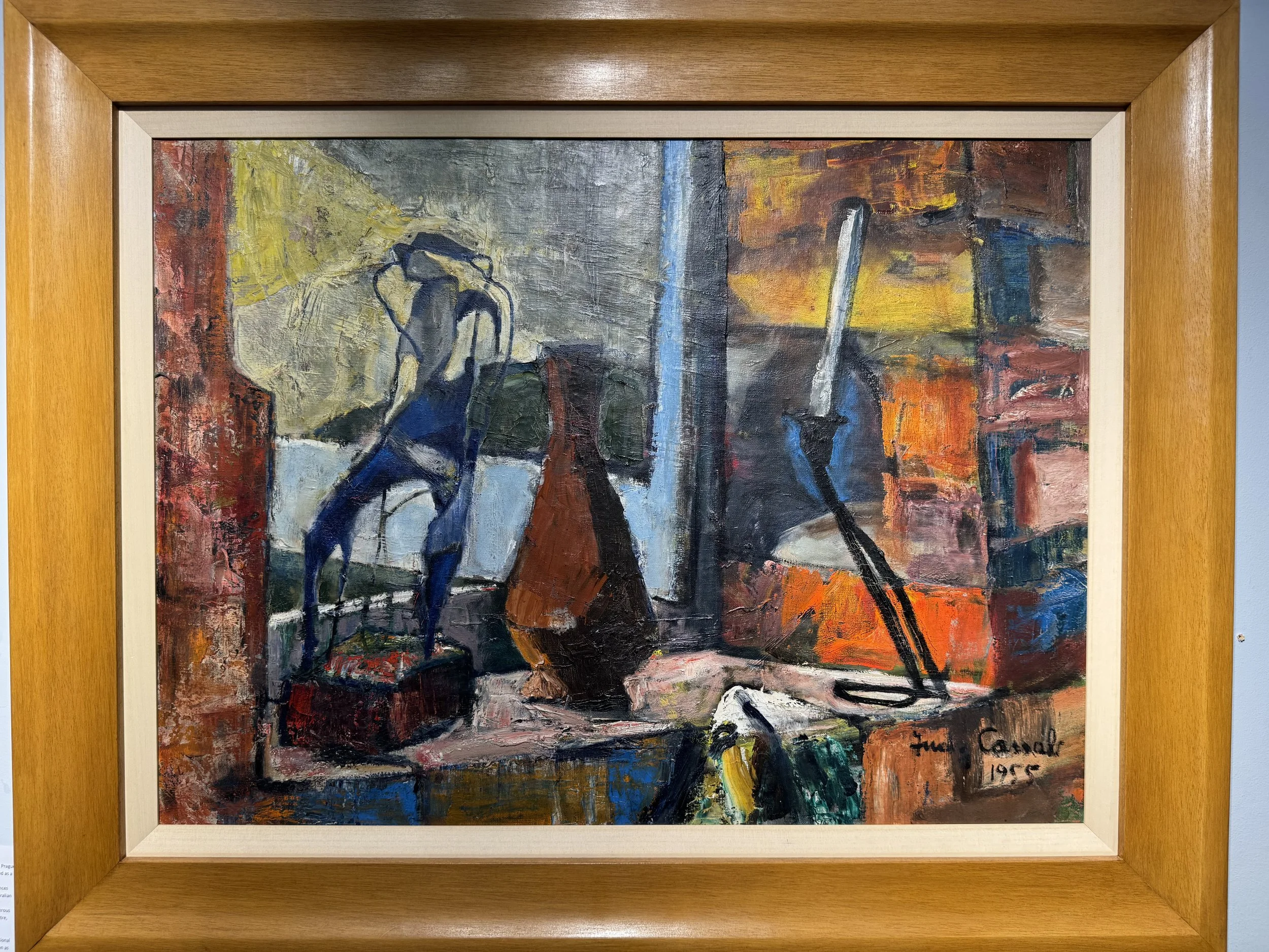 This is a picture of a still life oil painting on canvas dated 1955 by Australian artists Judy Cassab.