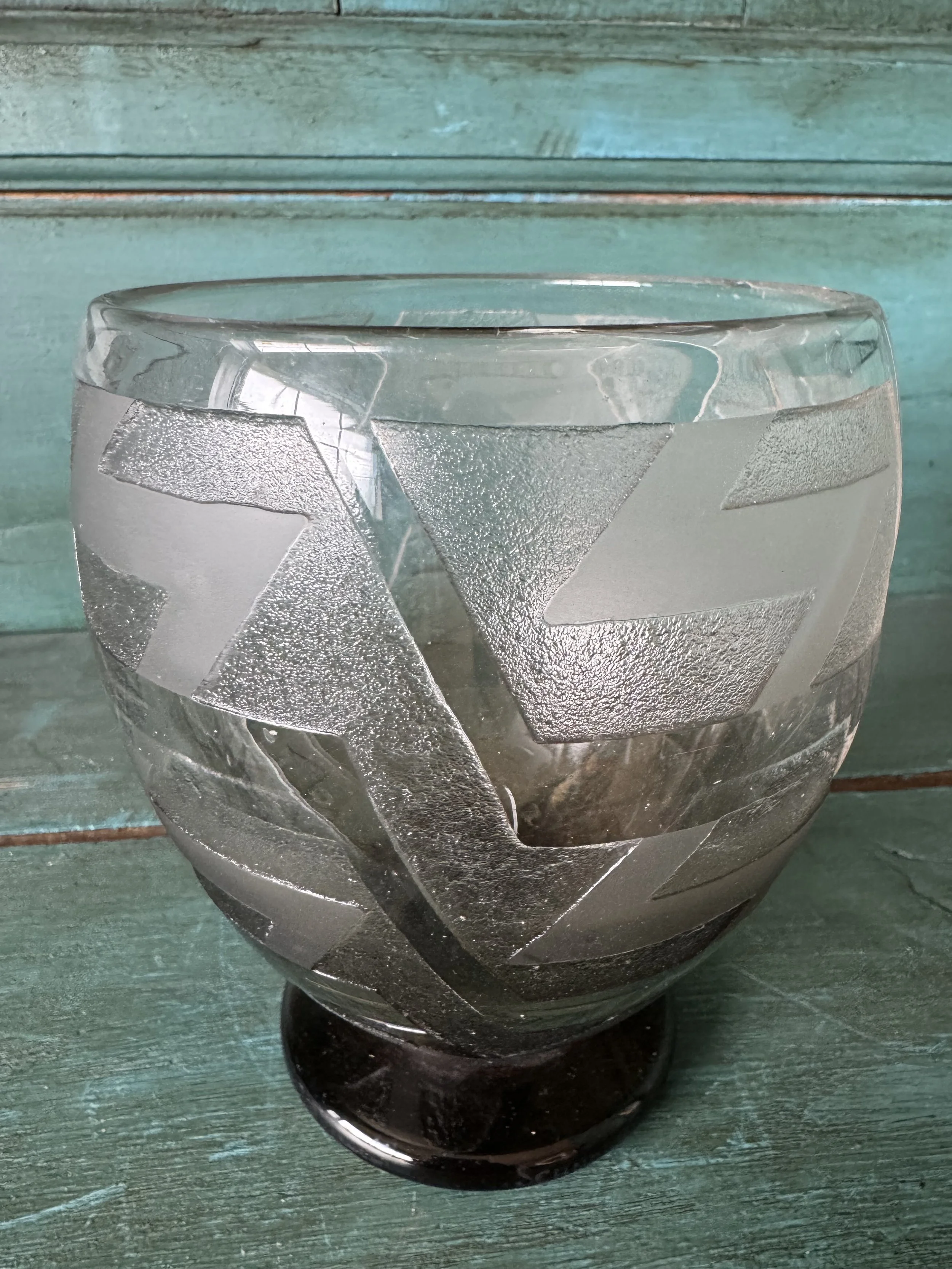 This is a picture of an antique French Art Deco Schneider glass vase, signed to the base and is c1925.