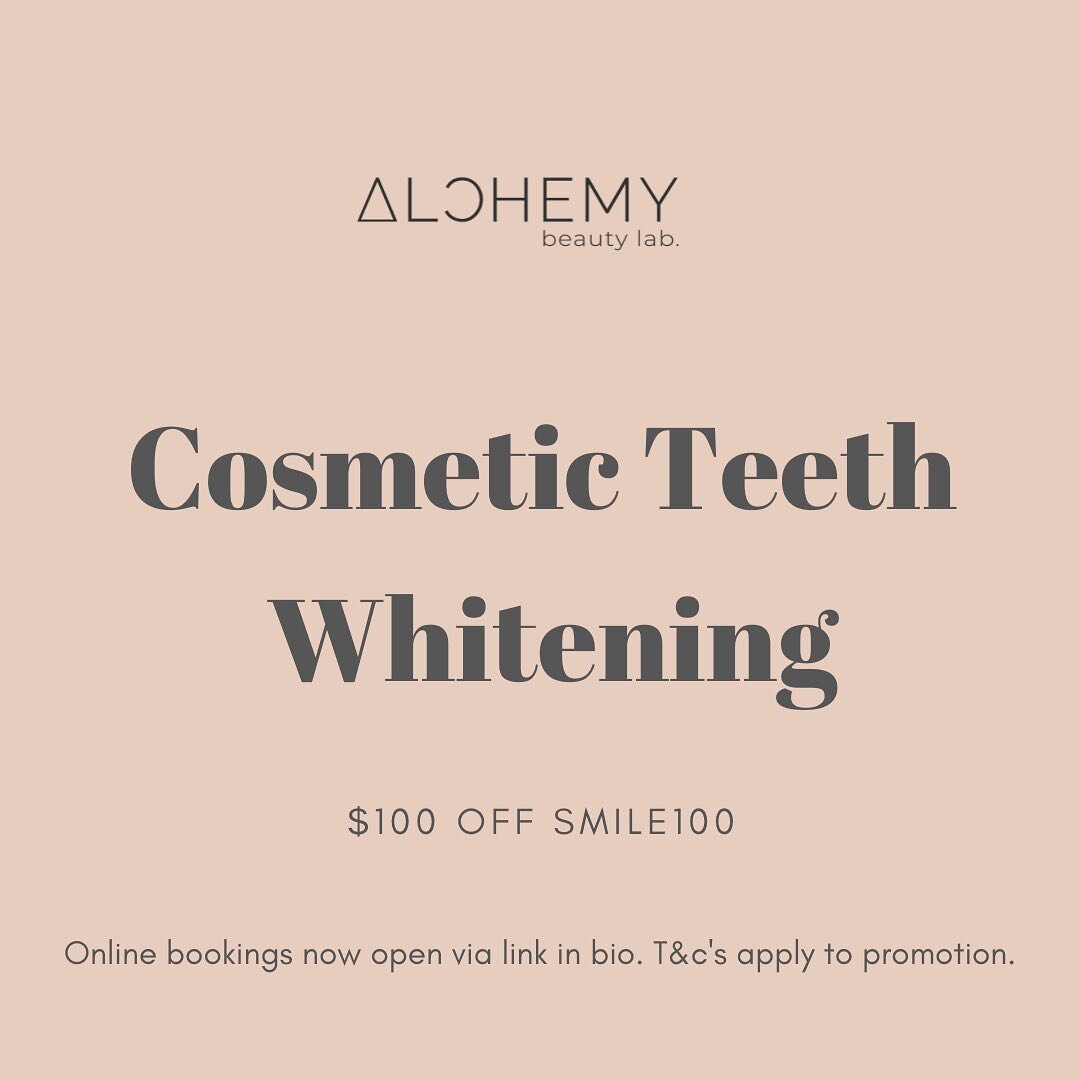 NEW SERVICE ALERT! 🚨

Cosmetic Teeth Whitening is now available at Alchemy Beauty Lab ✨

Enjoy $100 off your first treatment with the code SMILE100 😄
(bookings can be made via the link in bio, email, or phone us on (02) 6182 9853. T&amp;C&rsquo;s a