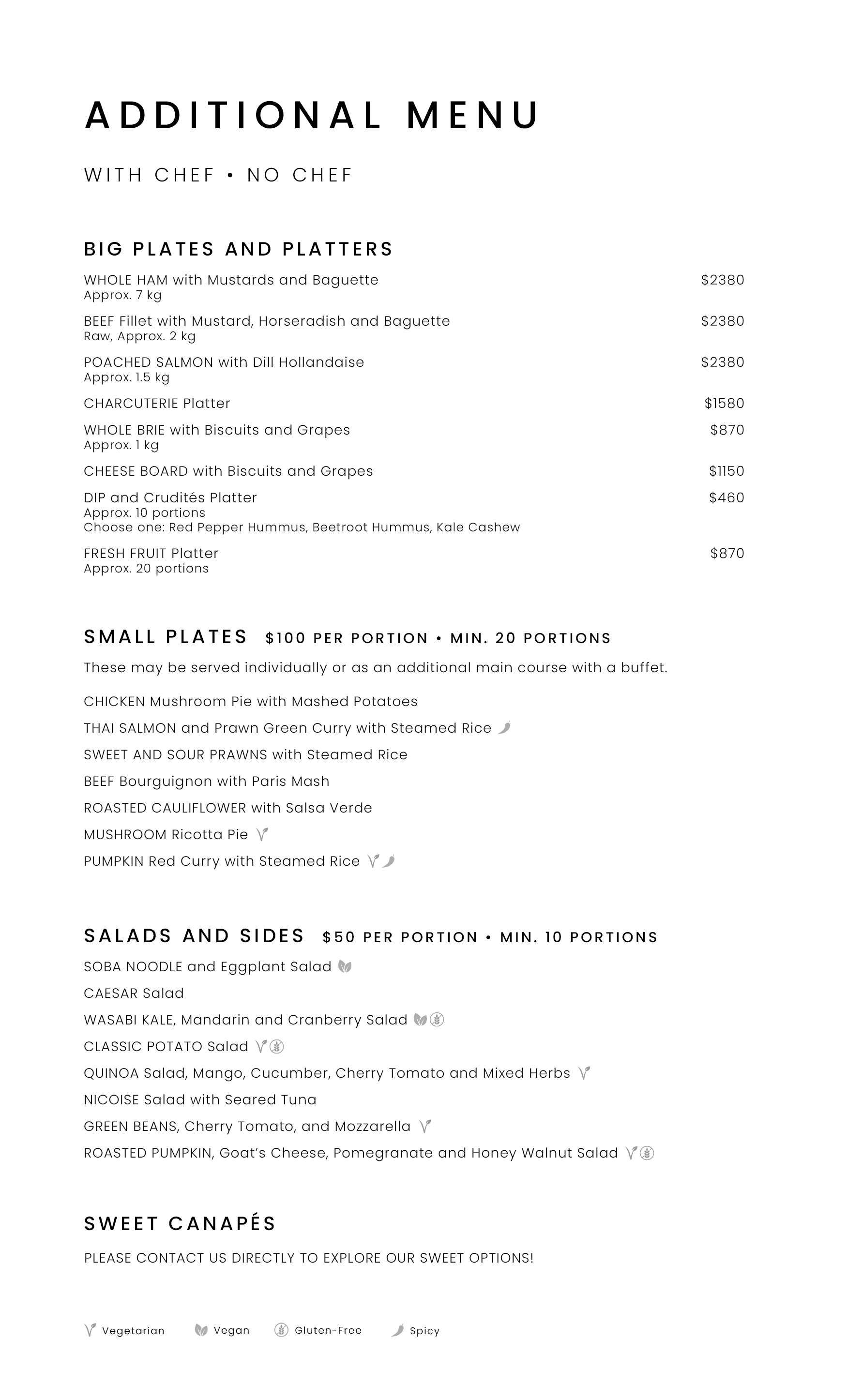 Additional Menu Add Ons - Catering — Gingers