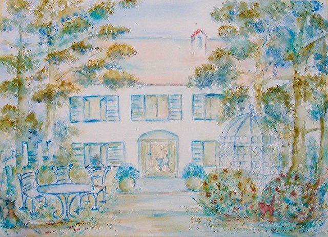 no 533 LANDLEBEN / Aquarell / 48 x 55 ohne Rahmen