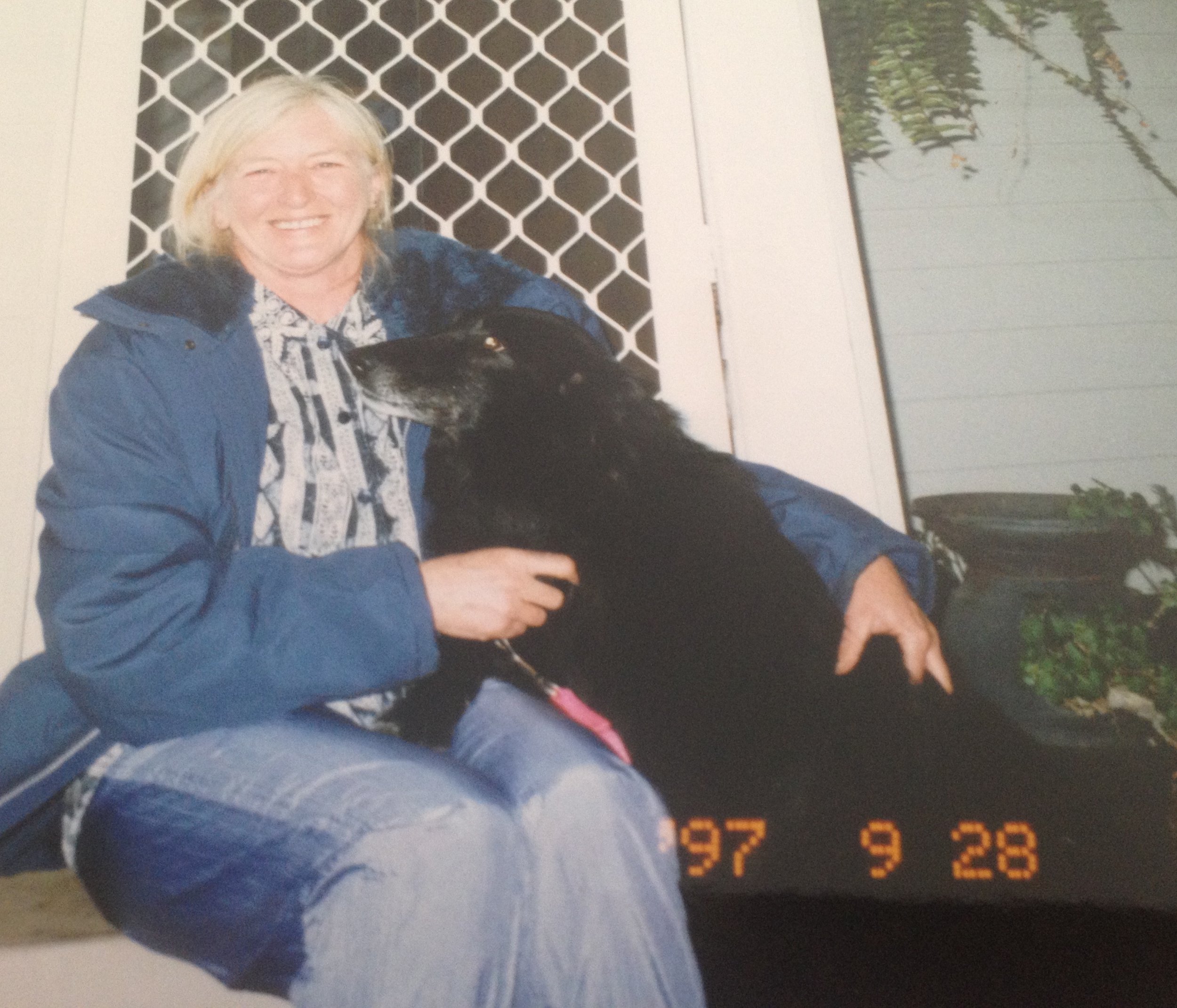 An old photo from 1997 with Rae and one of our Belgians from Rae - Tiffan