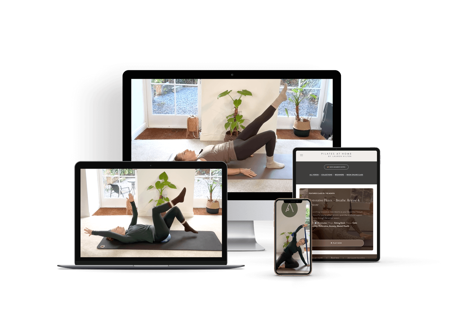 Lauren Hilton's Pilates At Home classes can be viewed on any internet-enabled device.