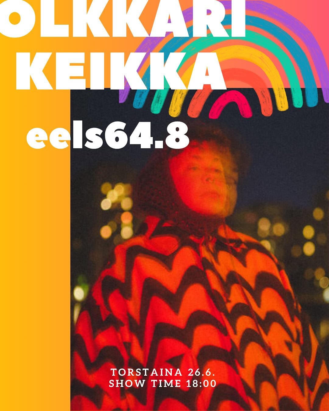 eels64.8 on helsinkil&auml;inen suorasanainen, mutta pehme&auml; queer rap-artisti, joka t&auml;ll&auml; hetkell&auml; ilahtuu erityisen paljon linnuista (eritoten puluista), kiireett&ouml;m&auml;st&auml; k&ouml;llimisest&auml;, kes&auml;iltojen py&o
