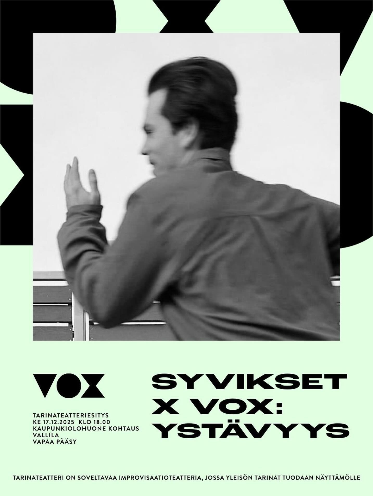 T&auml;m&auml; uskomattoman taitava porukka eli @playbacktheatrevox saapuu j&auml;lleen vieraaksi Vallilaan. Vuoden vikat syvikset keskiviikkona 17.12. klo 18-20 ja illan teemana on yst&auml;vyys.❤️💚❤️

L&auml;mpim&auml;sti tervetuloa!⭐️
(Saavuthan 