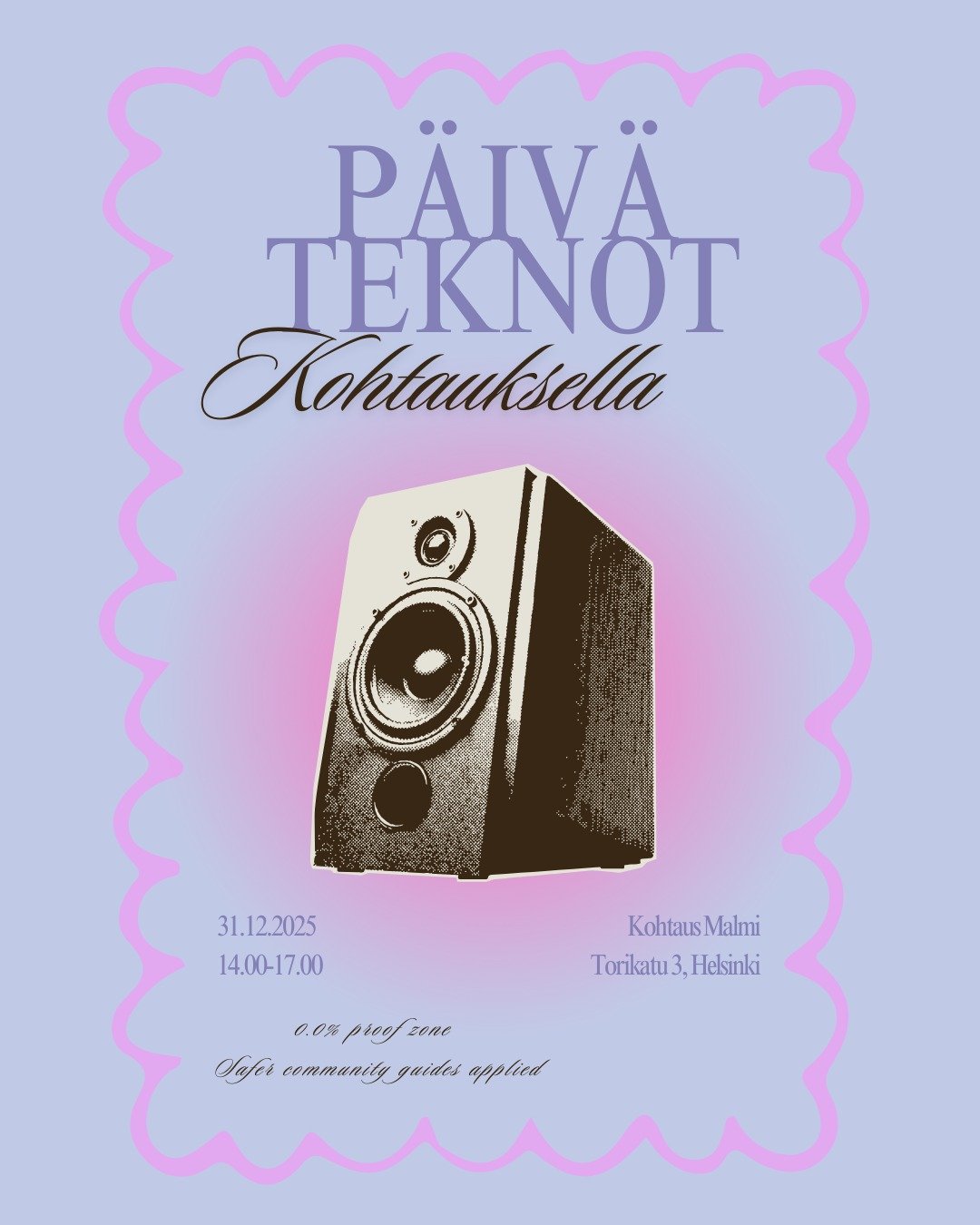 (っ◔◡◔)っ &hearts; save the date &hearts;

Toivotetaan vuosi 2026 tervetulleeksi pienill&auml; ja tiivistunnelmaisilla tekno- ja elektronisen musiikin seteill&auml;. Selektor-meininki&auml; ja mehulinja. Tuu meille etkoileen uuttavuotta!

🍺🚫 0.0% pro