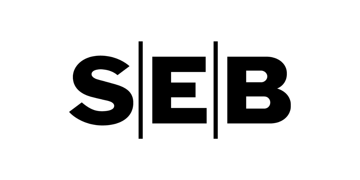 SEB logo with black letters SEB separated by vertical lines on a white background.