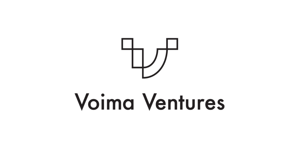 Logo of Voima Ventures with a stylized abstract symbol above the company name in black text.