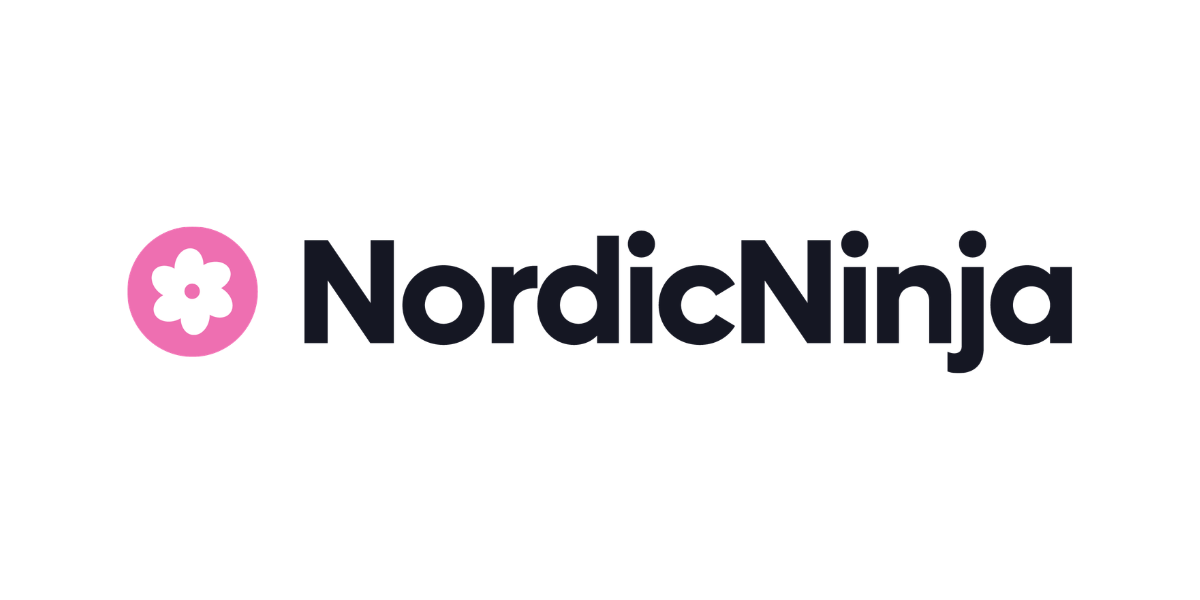 The logo of NordicNinja featuring a pink circle with a white flower icon next to the black text 'NordicNinja'.