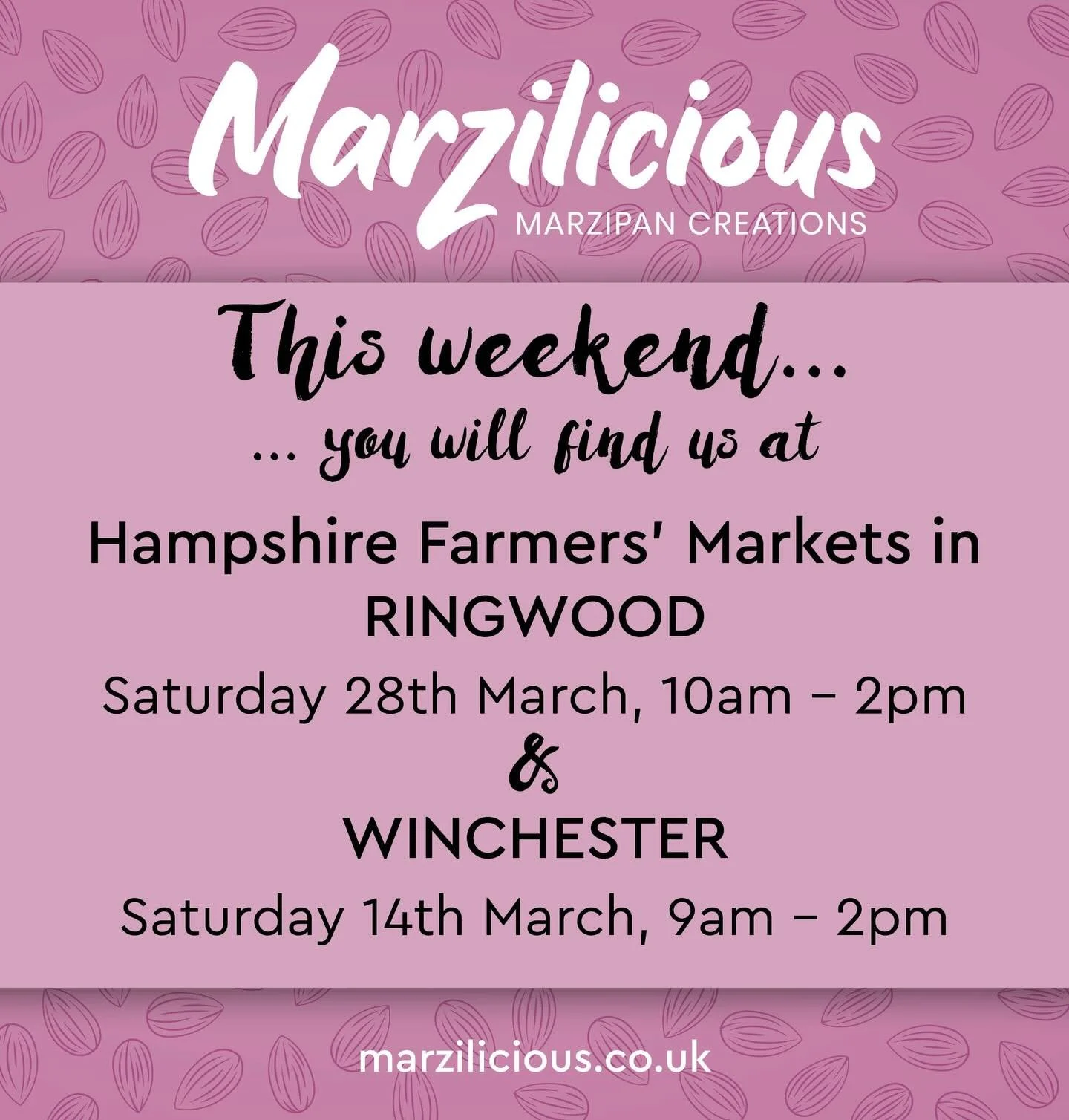 The Bunnies are back out &amp; about this weekend coming.
Come and find us @hantsmarkets in Ringwood on Saturday and Winchester on Sunday. Easter ls almost upon us so we will be stocked up with themed marzipan treats!

#marzipan #eastermarzipan #vega