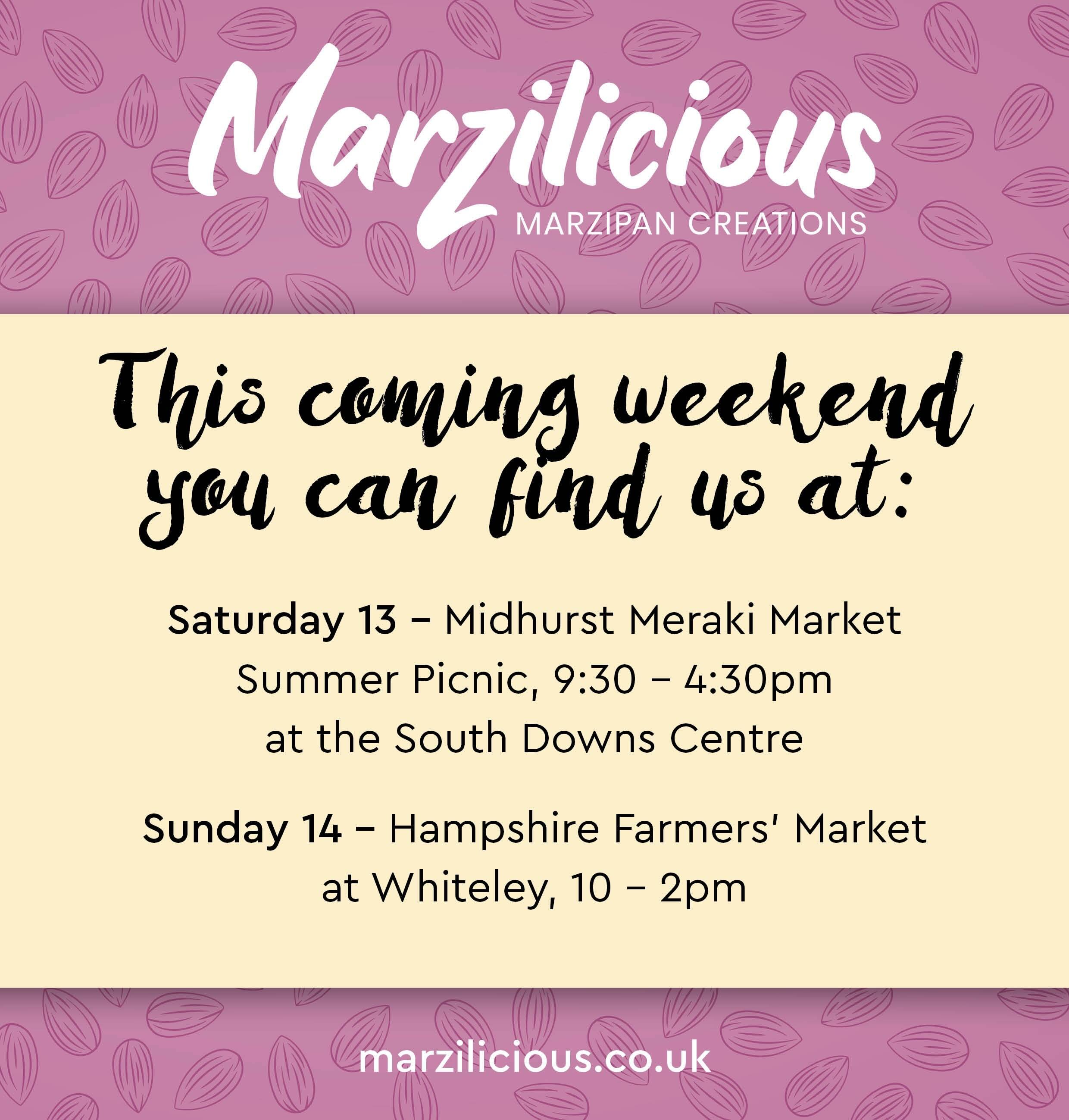 This coming weekend you can find us in Midhurst and Whiteley.
On Saturday we will be pitching up at the @midhurstmerakimarket Summer Picnic in the South Downs Visitor Centre. Then on Sunday you can find us @hantsmarkets in Whiteley. So pop on down to