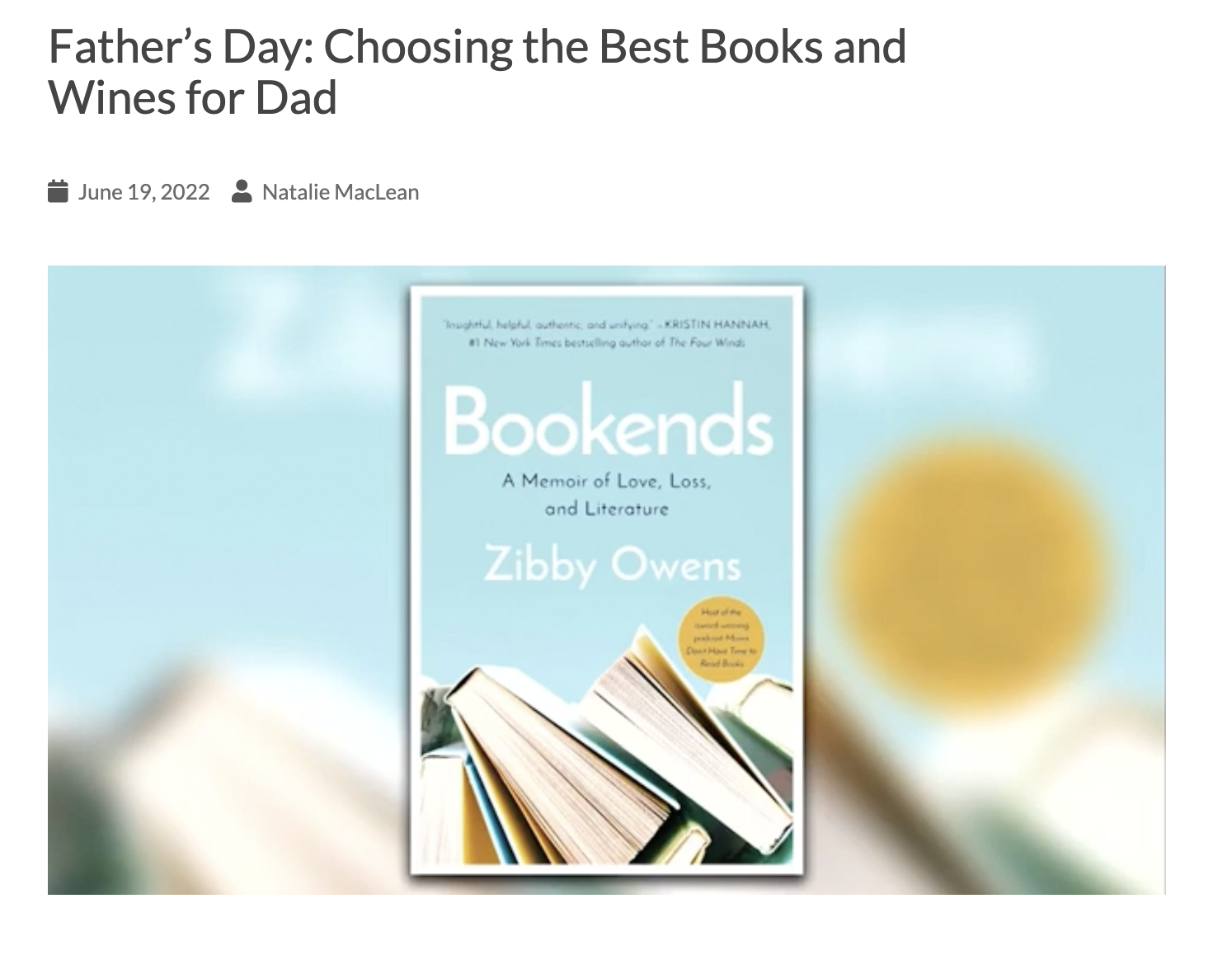 CHCH Morning Live: “Father’s Day Picks with Natalie MacLean”