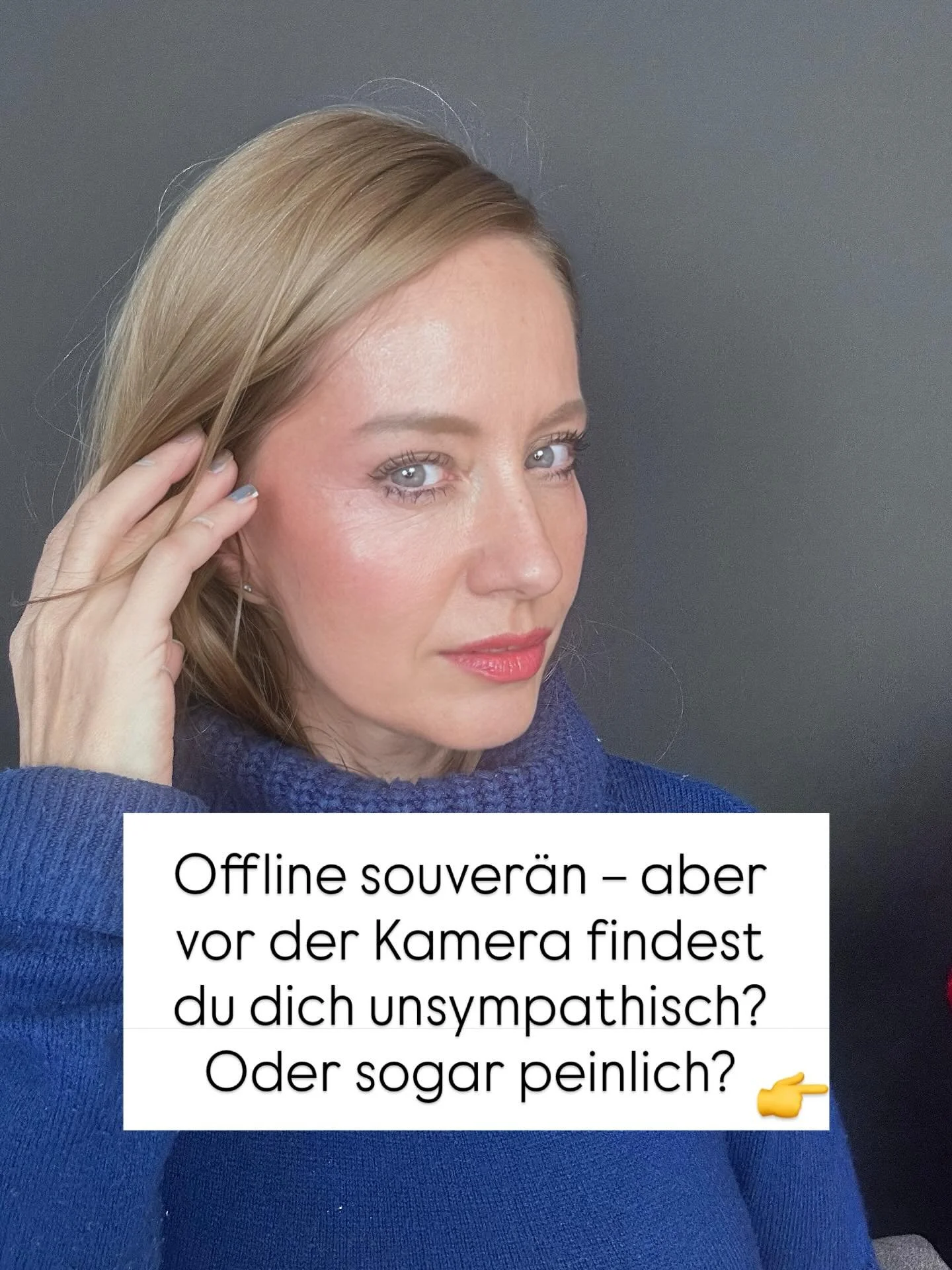 Findest du dich auf Video manchmal unsympathisch?
Oder sogar ein bisschen peinlich?

Das passiert besonders Menschen,
die offline souver&auml;n,
fachlich stark
und perfektionistisch ausgebildet sind.

Weil wir genau wissen, wie Professionalit&auml;t 