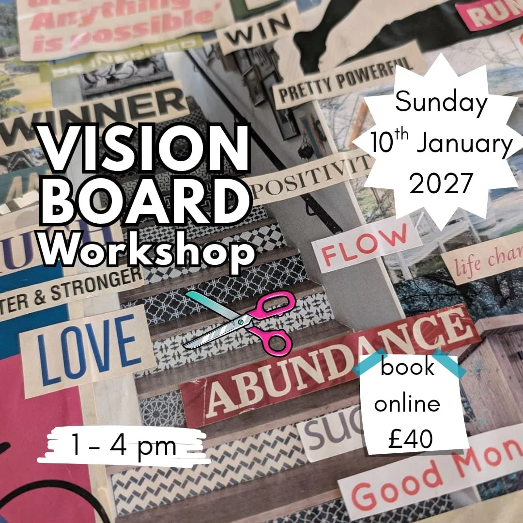 Vision Board Workshop graphic, Jo Morley Studio, Sunday 10th January 2027, 1–4pm, £40