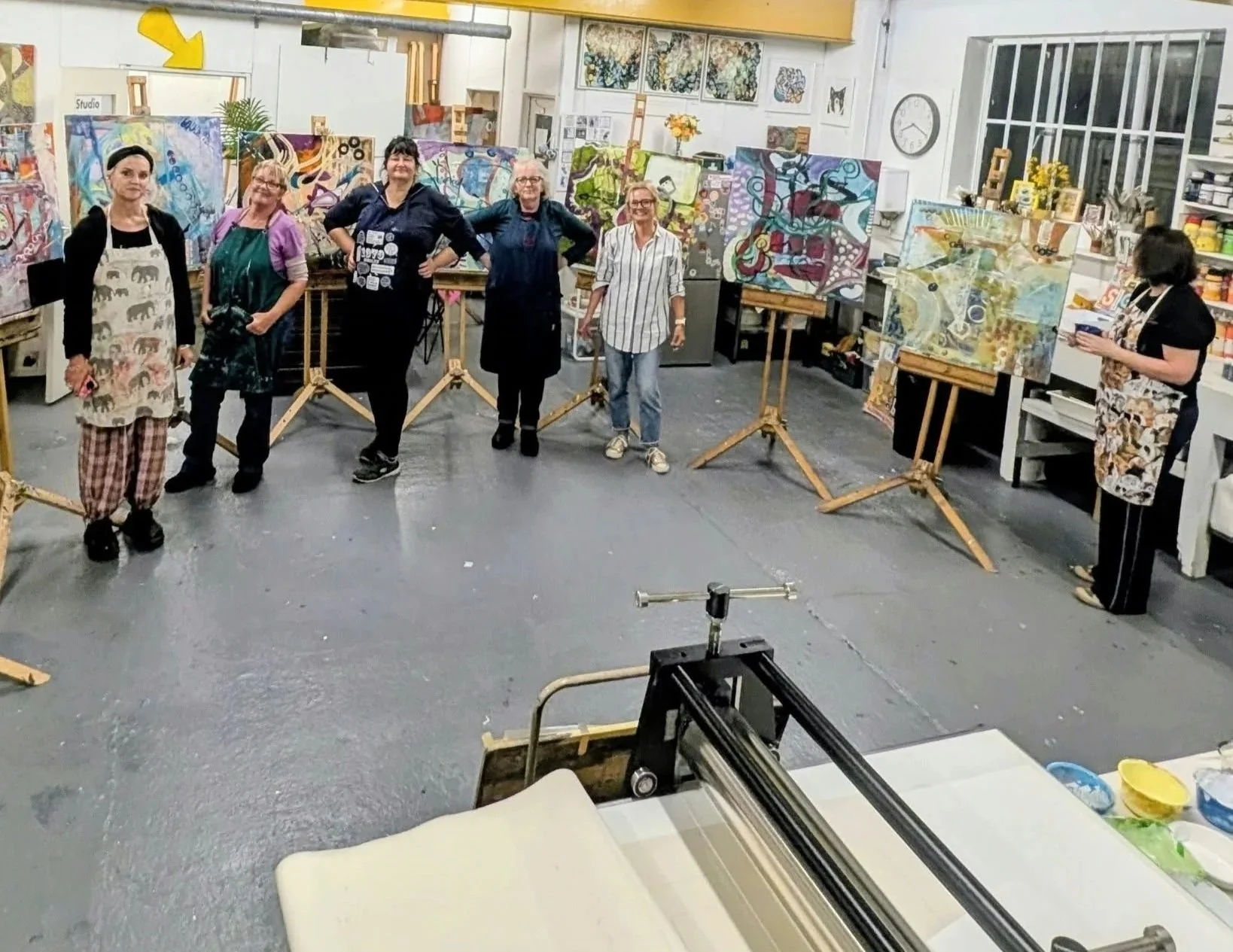 People painting together at a beginner-friendly art workshop at Jo Morley Studio, Kemps Quay, Southampton