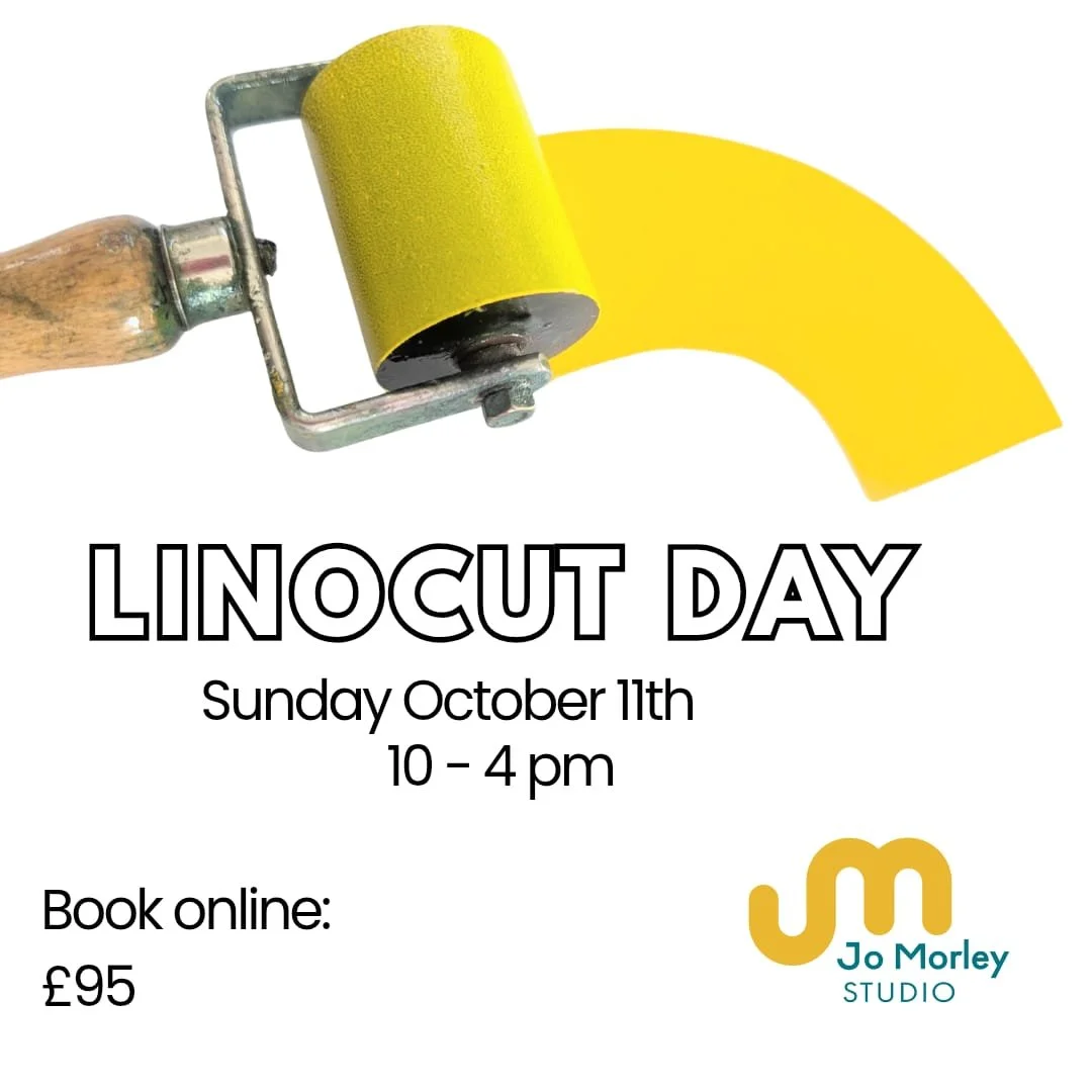 poster for linocut day workshop in southampton