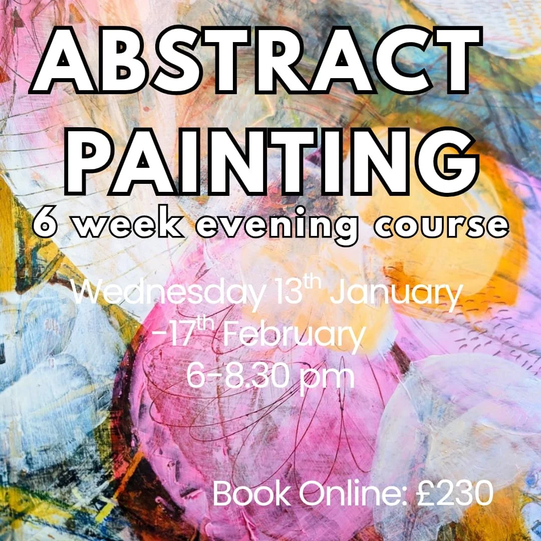 Abstract Painting 6-Week Evening Course graphic, Wednesday 13th January–17th February, 6–8.30pm, £230, Jo Morley Studio
