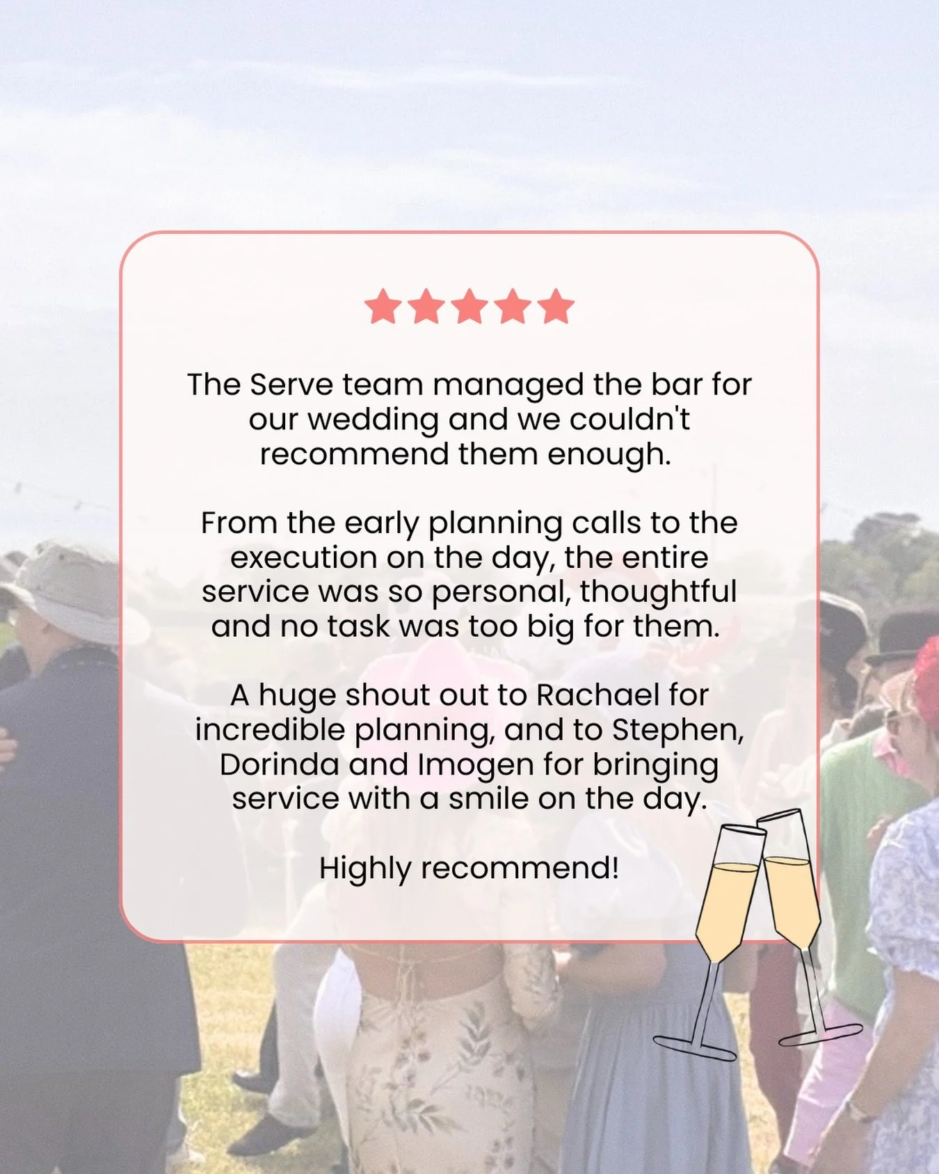 We absolutely love receiving reviews like this 🤍

From the planning beforehand right through to the day itself, we always want couples to feel supported, looked after and able to properly enjoy their wedding without worrying about the logistics behi