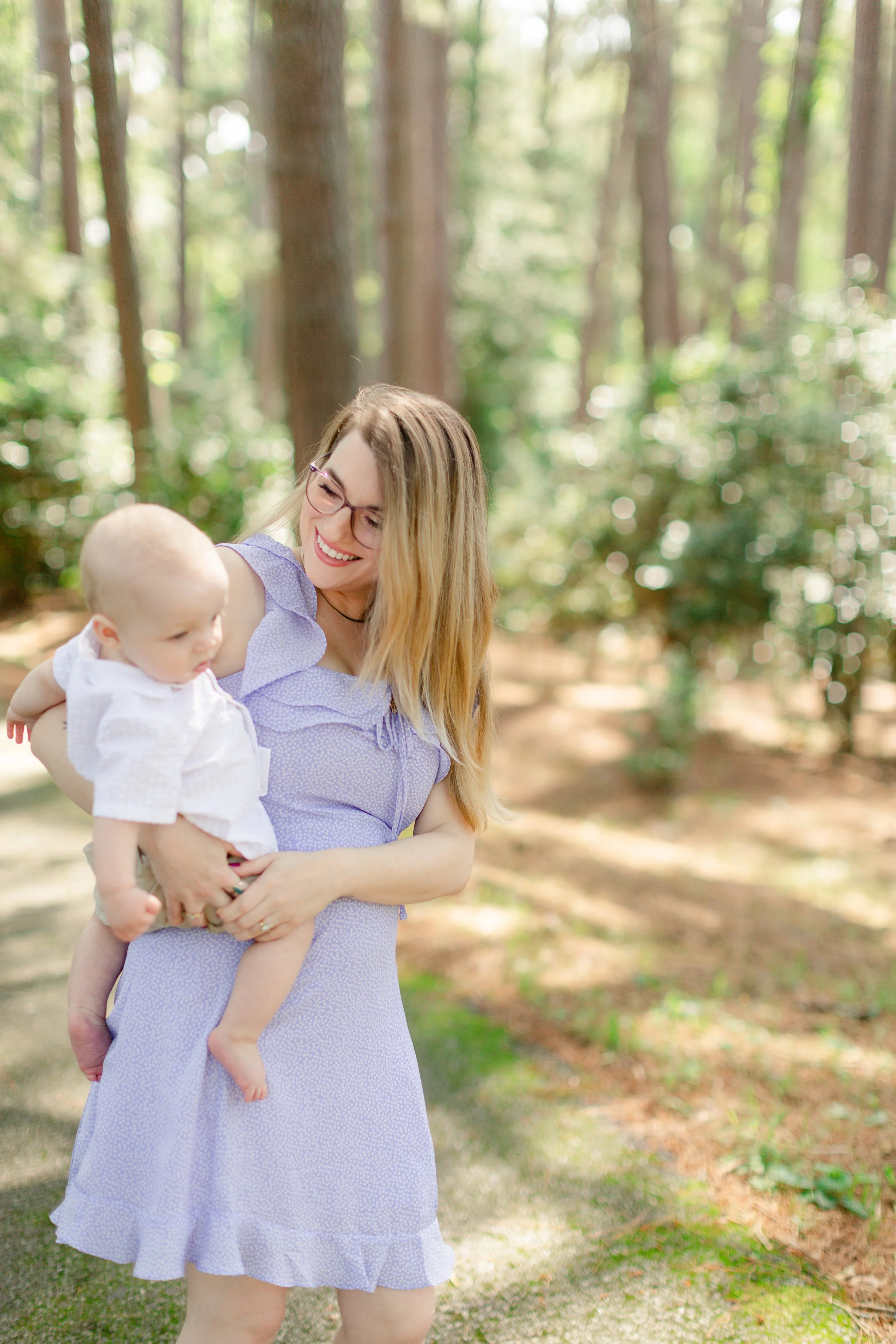 Mother with baby in natural light photography session in Clemson, South Carolina