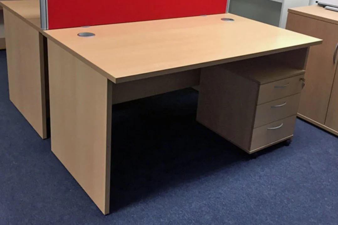 Used Beech Panel Leg Desk