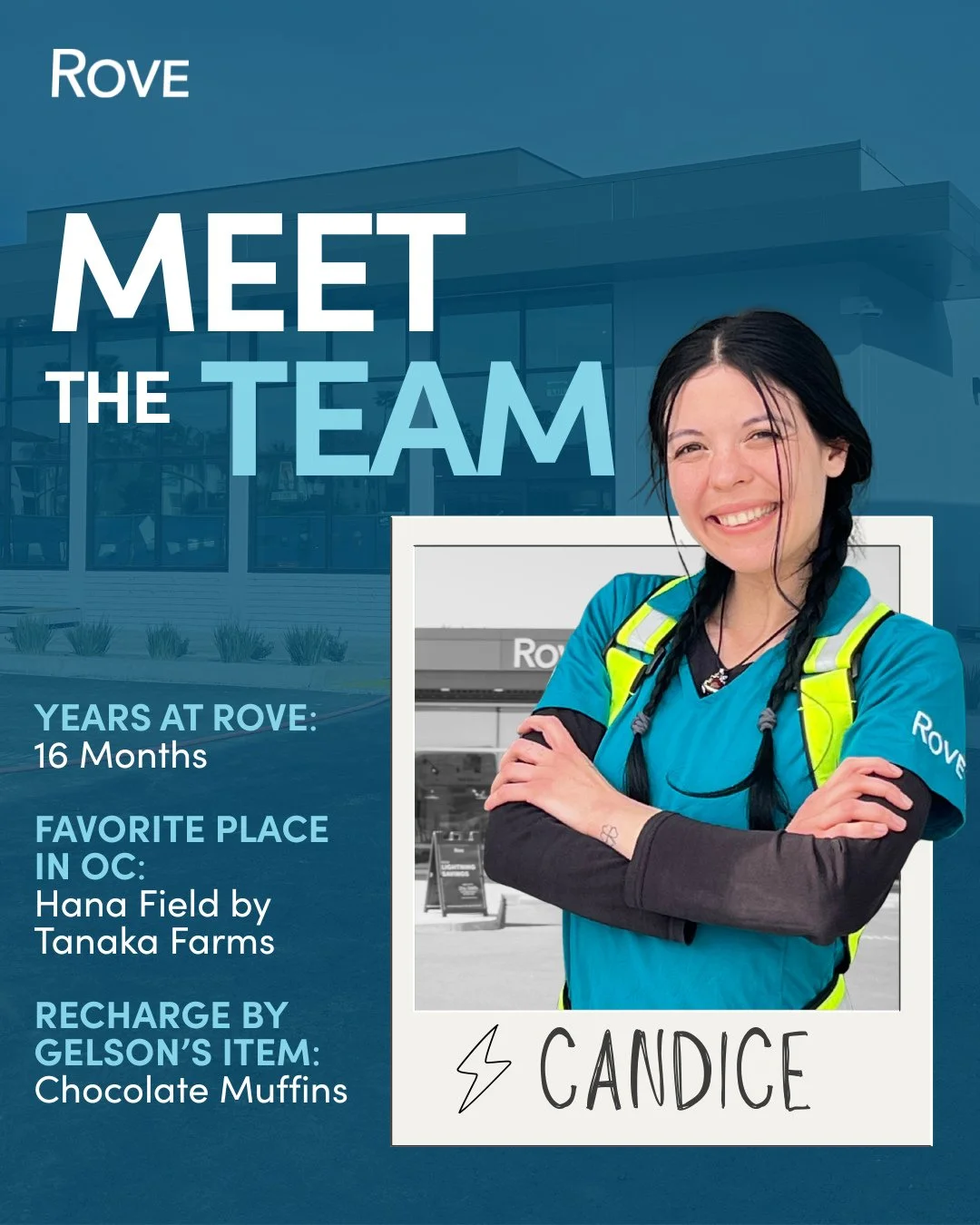 Teammate Spotlight ⚡⁠
⁠
Meet Candice, one of our Leads at Rove &ndash; Costa Mesa.⁠
⁠
If you&rsquo;ve visited Rove &ndash; Santa Ana, you might recognize her&mdash;she&rsquo;s often helping keep sessions smooth and welcoming drivers along the way.⁠
⁠