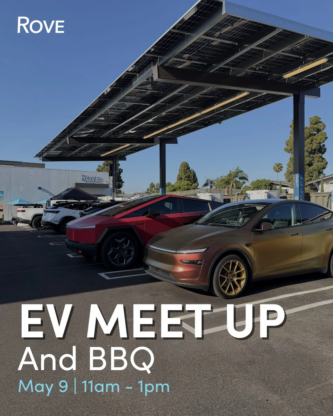 EV community, pull up.⁠
⁠
We&rsquo;re hosting @SoCalEVs at our newest location, Rove &ndash; Costa Mesa.⁠
⁠
Check out modified EVs, talk shop with fellow drivers, and explore the space while you charge. Grab BBQ from ReCharge Market, swing by the swa