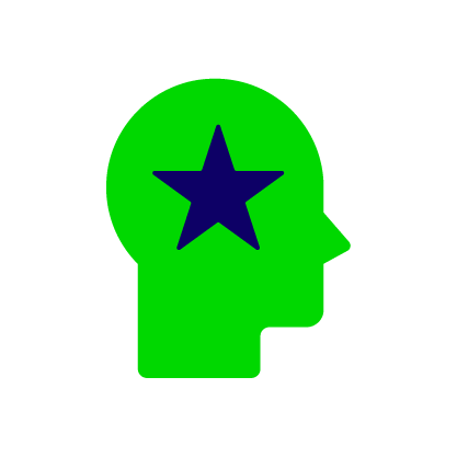 Human head with a star icon