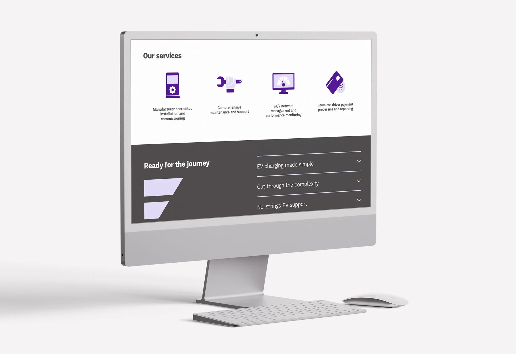 Website with icons and USPs