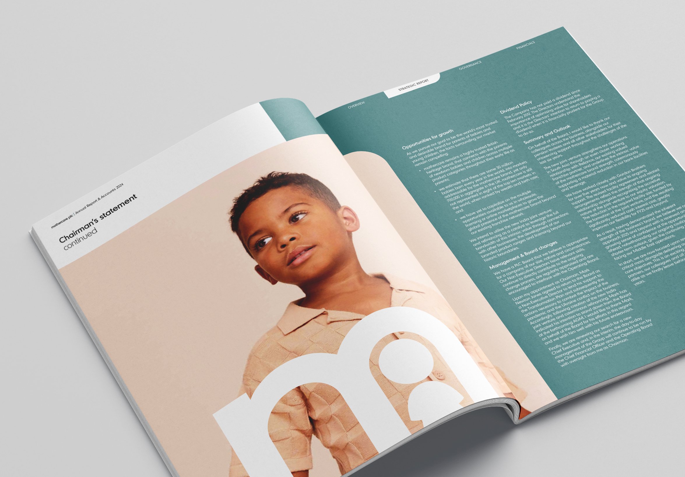 Mothercare annual report spread design